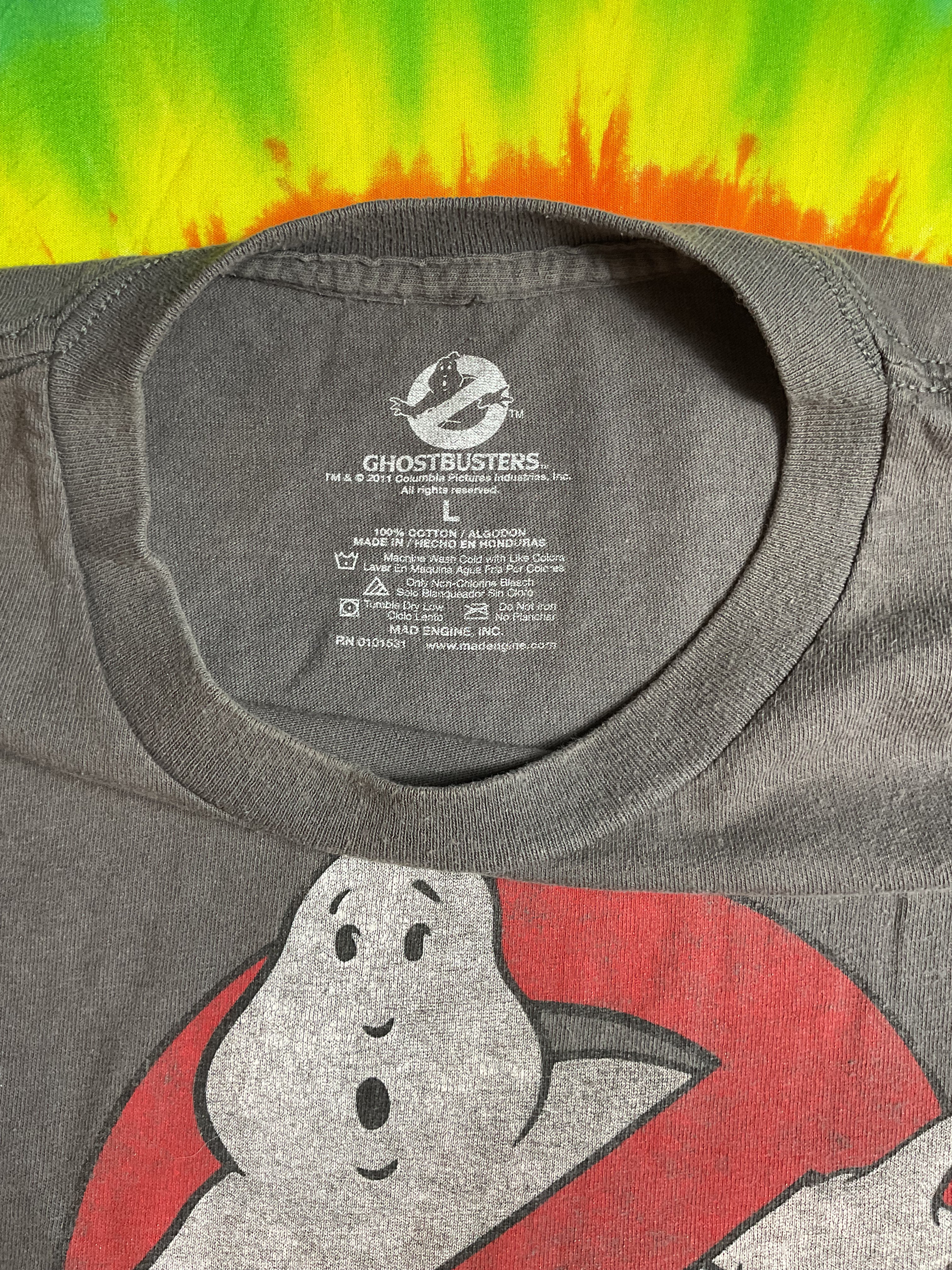 Ghostbusters Logo T-Shirt Mad Engine 2011 Charcoal Grey Men's L
