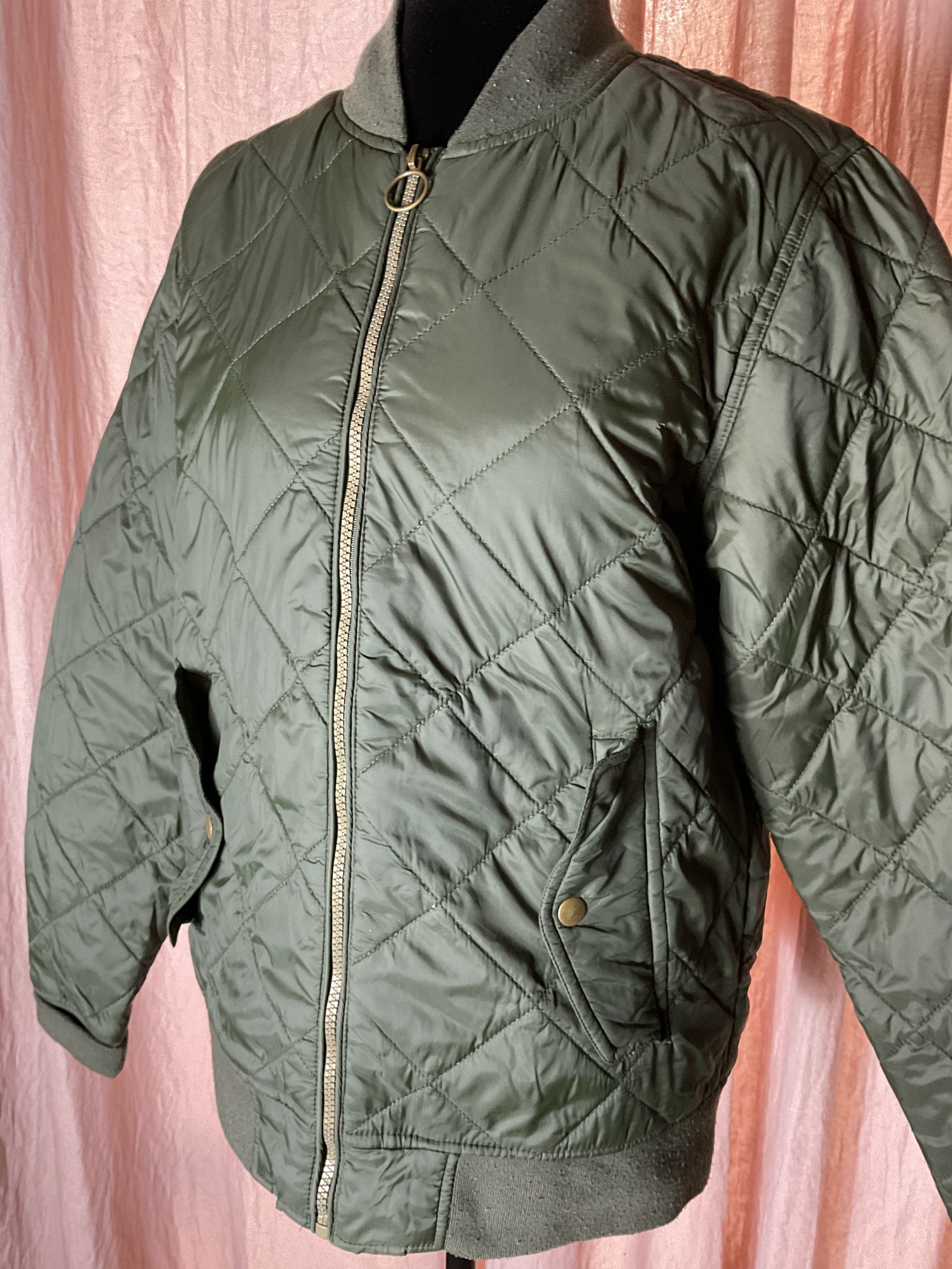 St. John's Bay Men's Olive Green Quilted Bomber Jacket Small