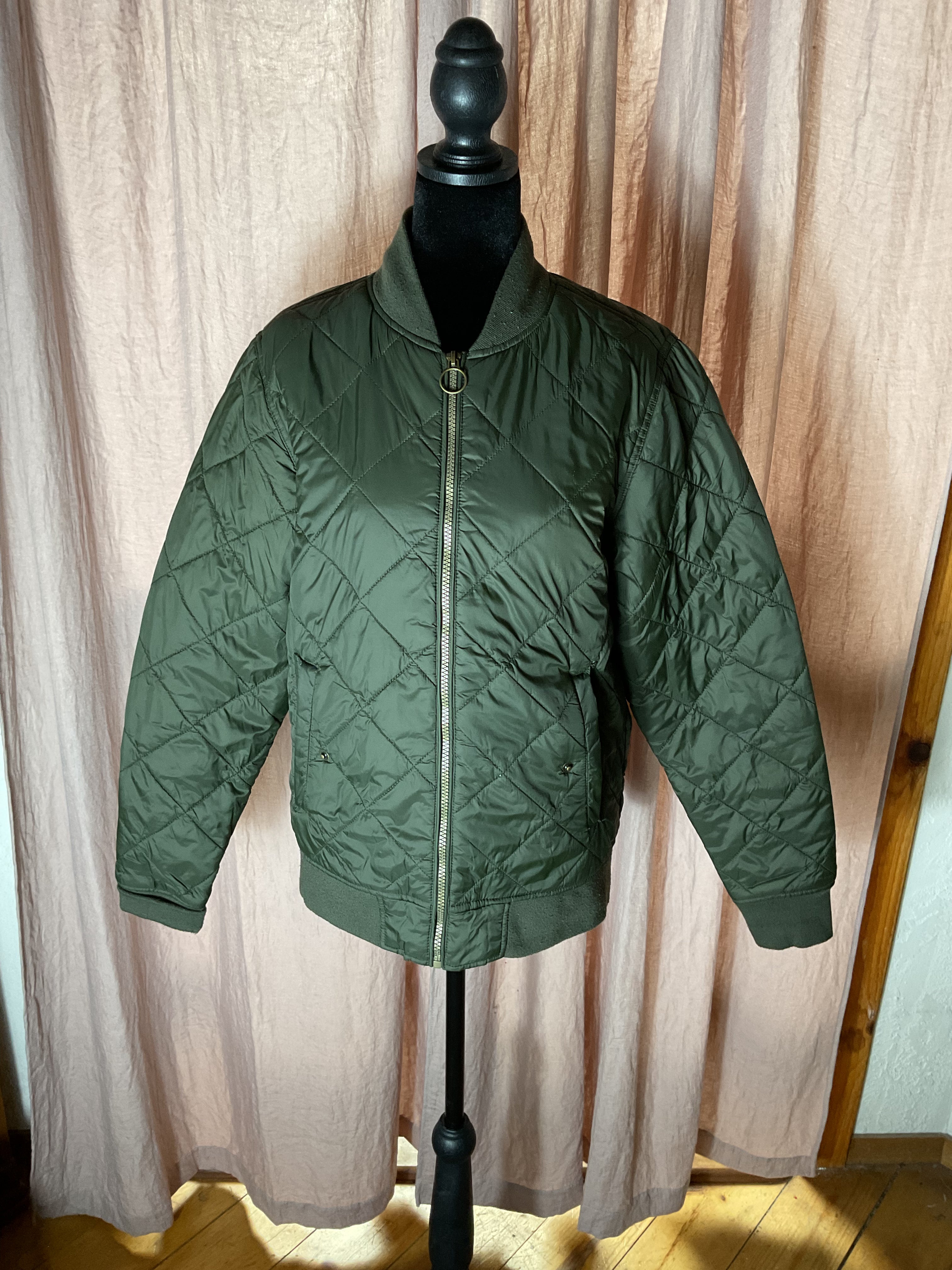 St. John's Bay Men's Olive Green Quilted Bomber Jacket Small