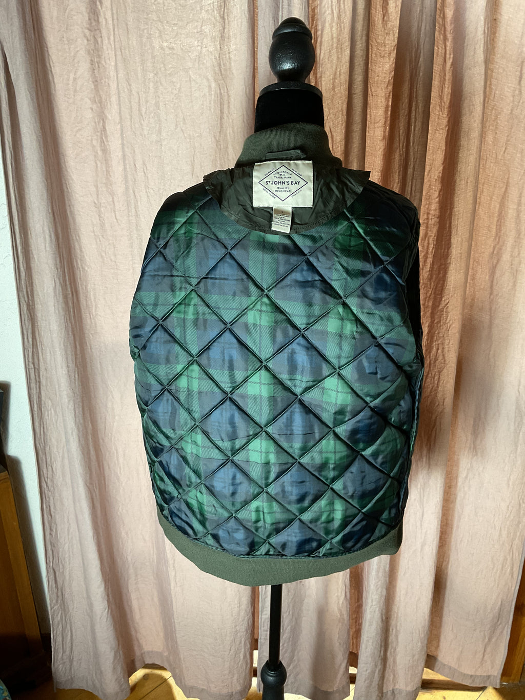 St. John's Bay Men's Olive Green Quilted Bomber Jacket Small