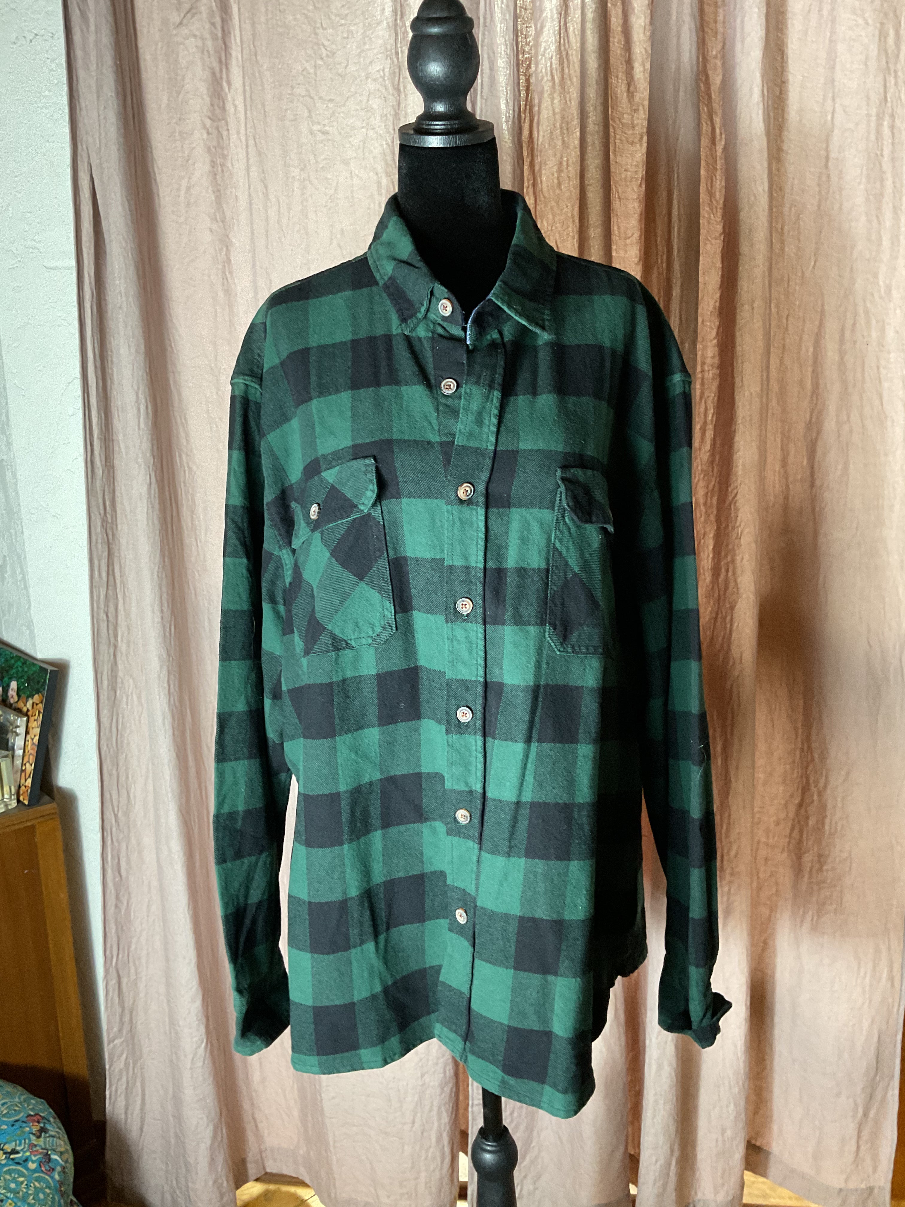 Jachs NY Heritage Flannel Shirt Mens XL Green Black Buffalo Plaid