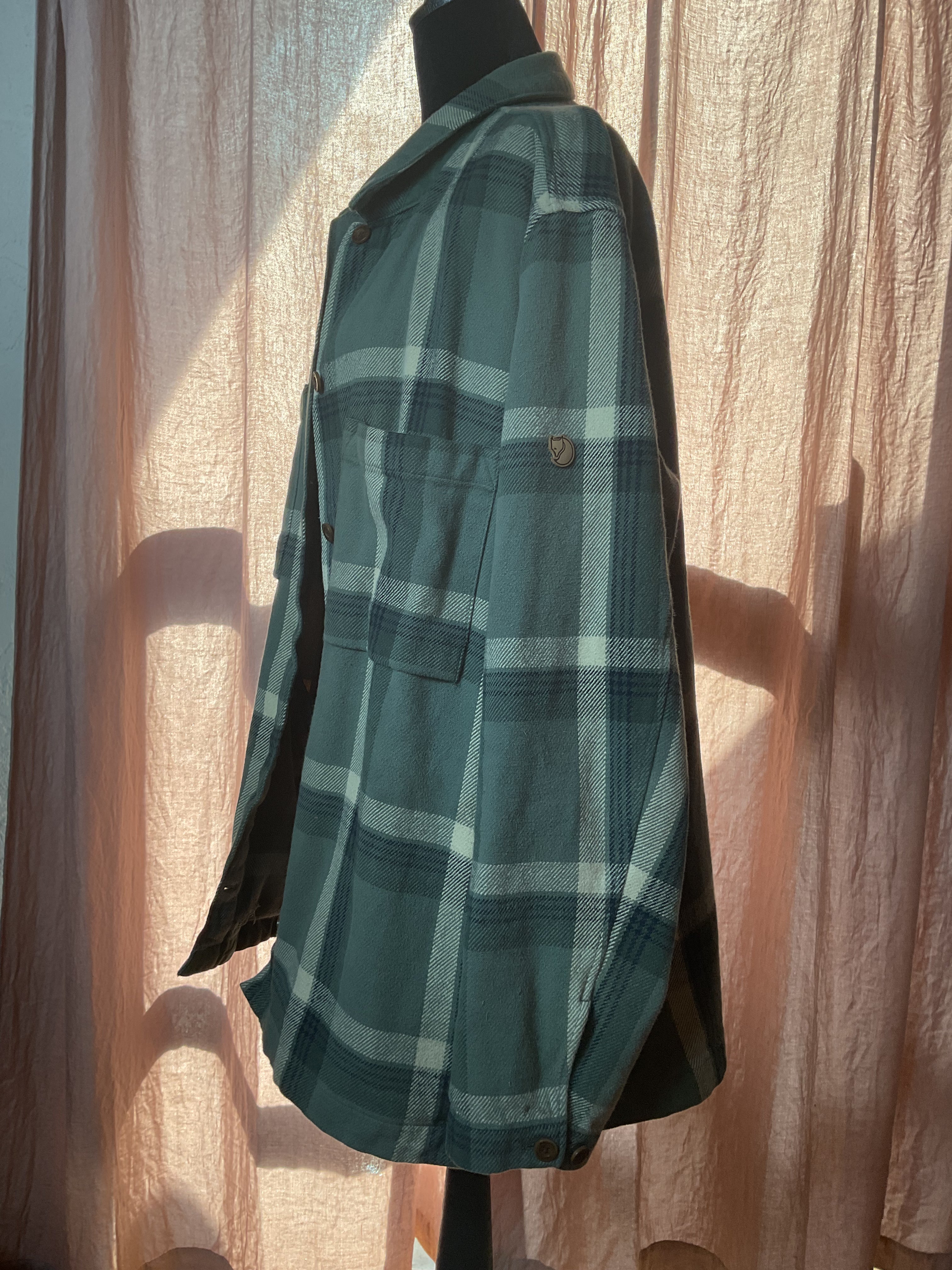 Fjallraven Canada Shirt Women's XL Green Plaid Wool Blend Shacket