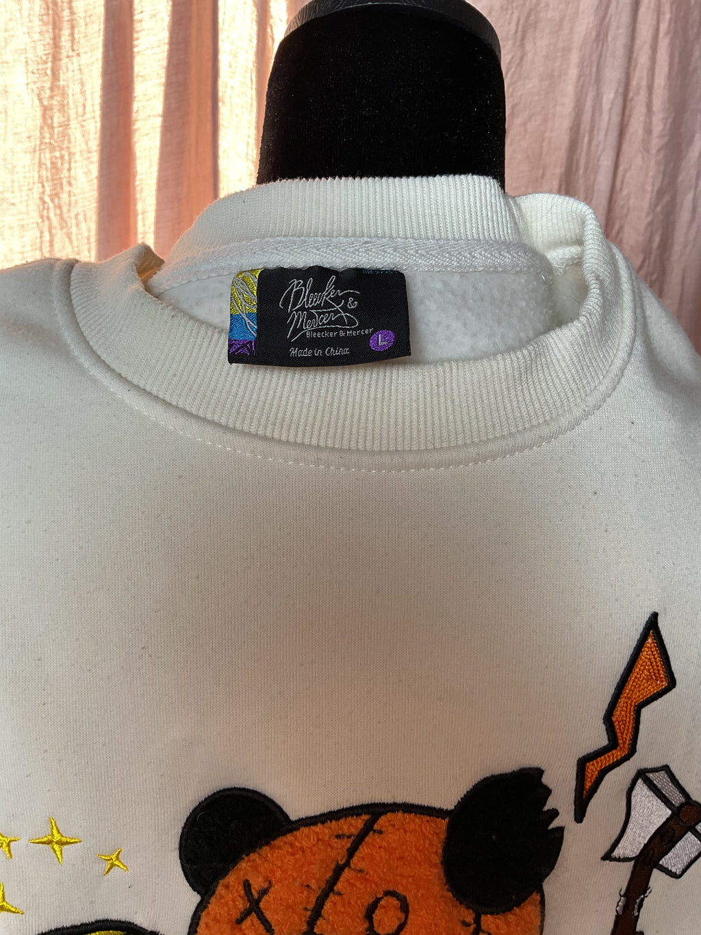 Bleecker Mercer Born with Silver Spoon Bear Sweatshirt White L