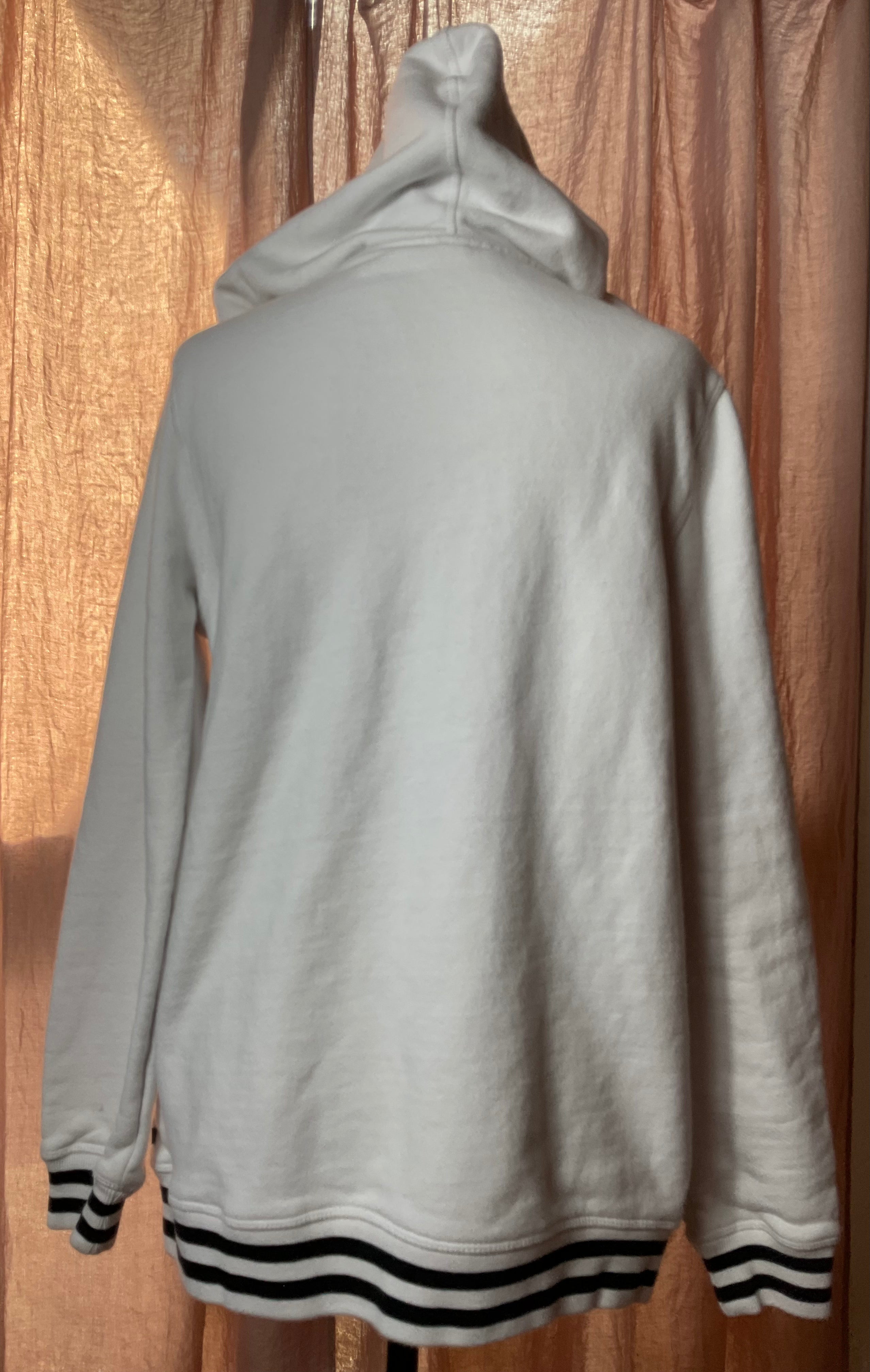 Fox Racing Small White Terry Zip Hoodie Varsity Stripe Y2K