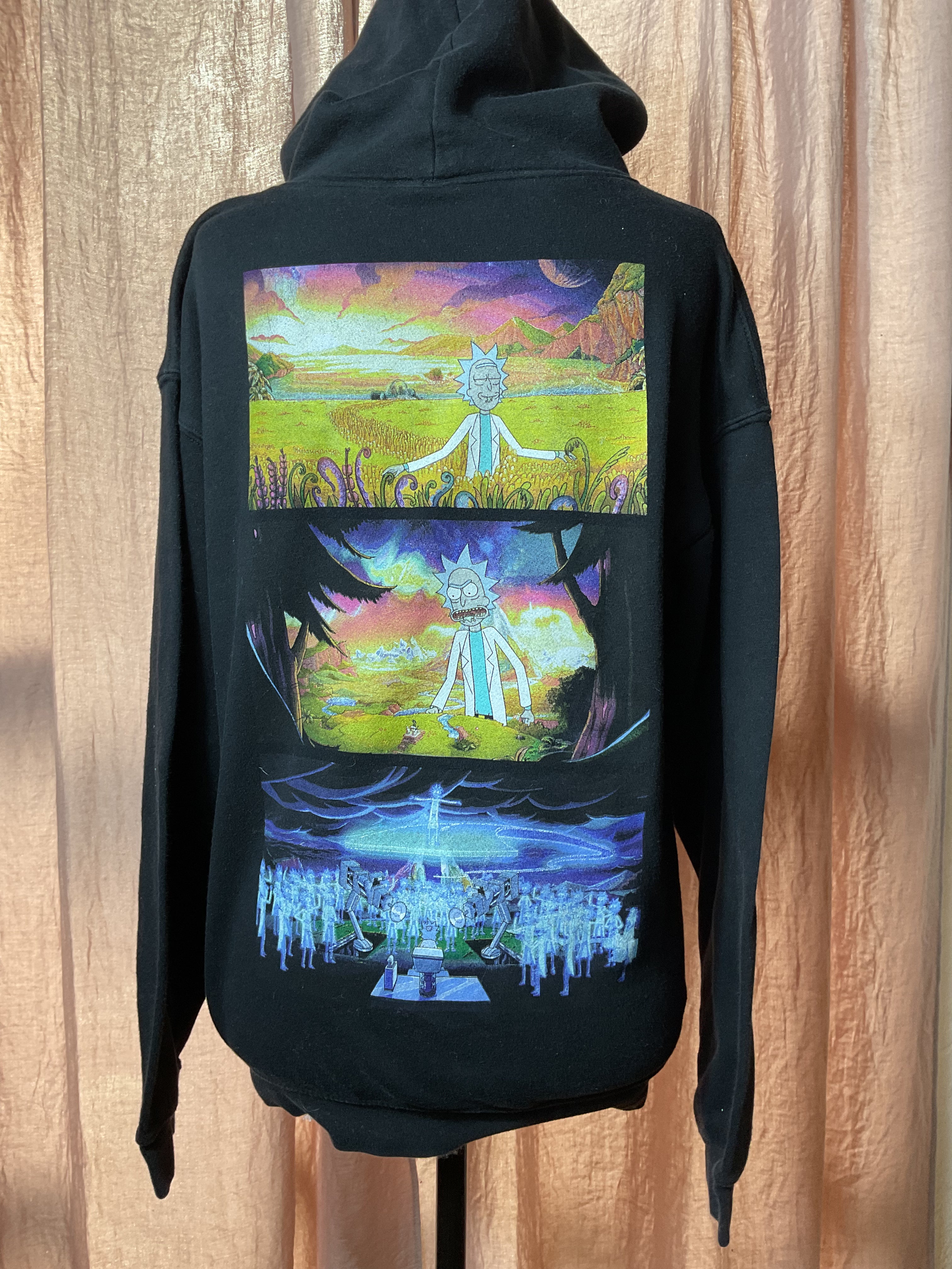 Rick and Morty Hoodie Adult Swim Black Size XL