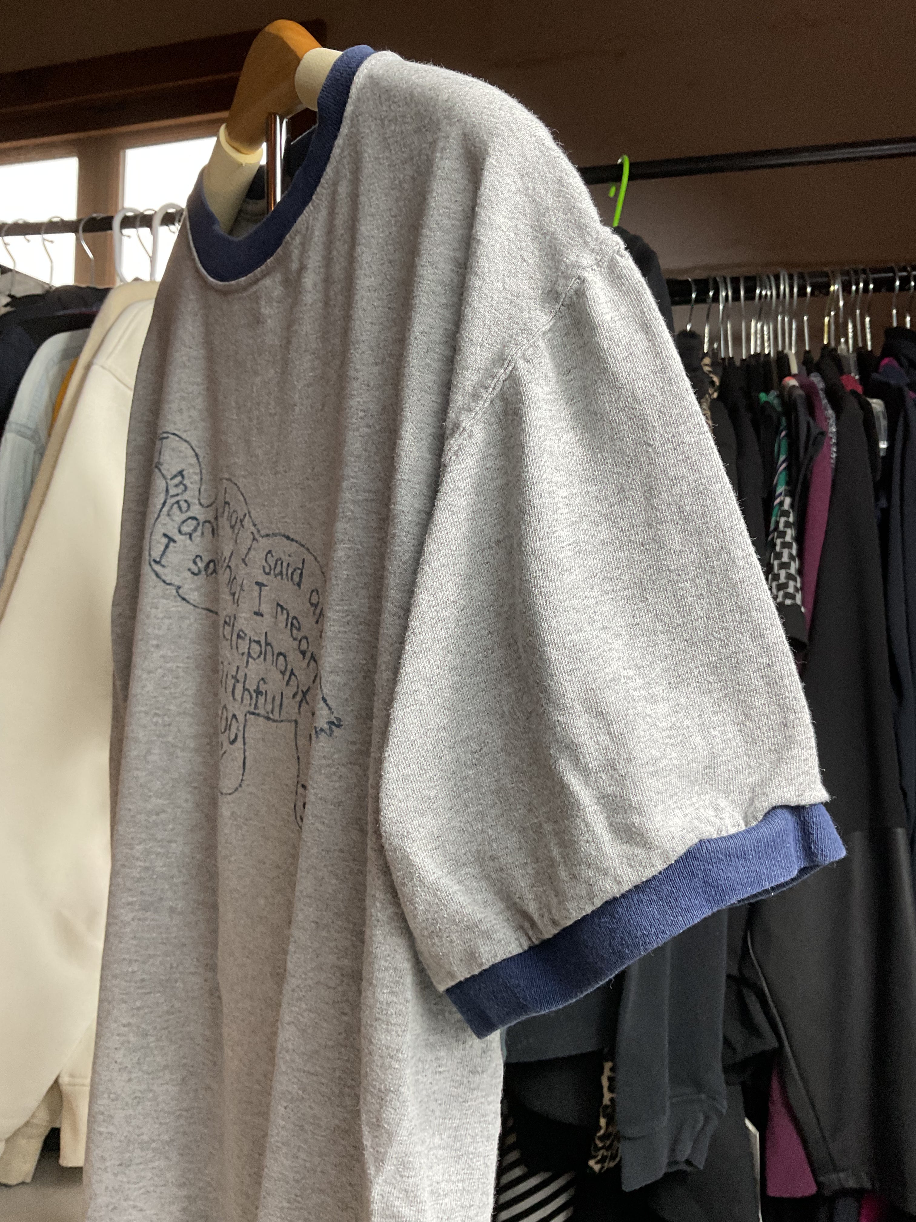 Dr Seuss Men's Medium Gray Ringer Tee Horton Elephant Quote