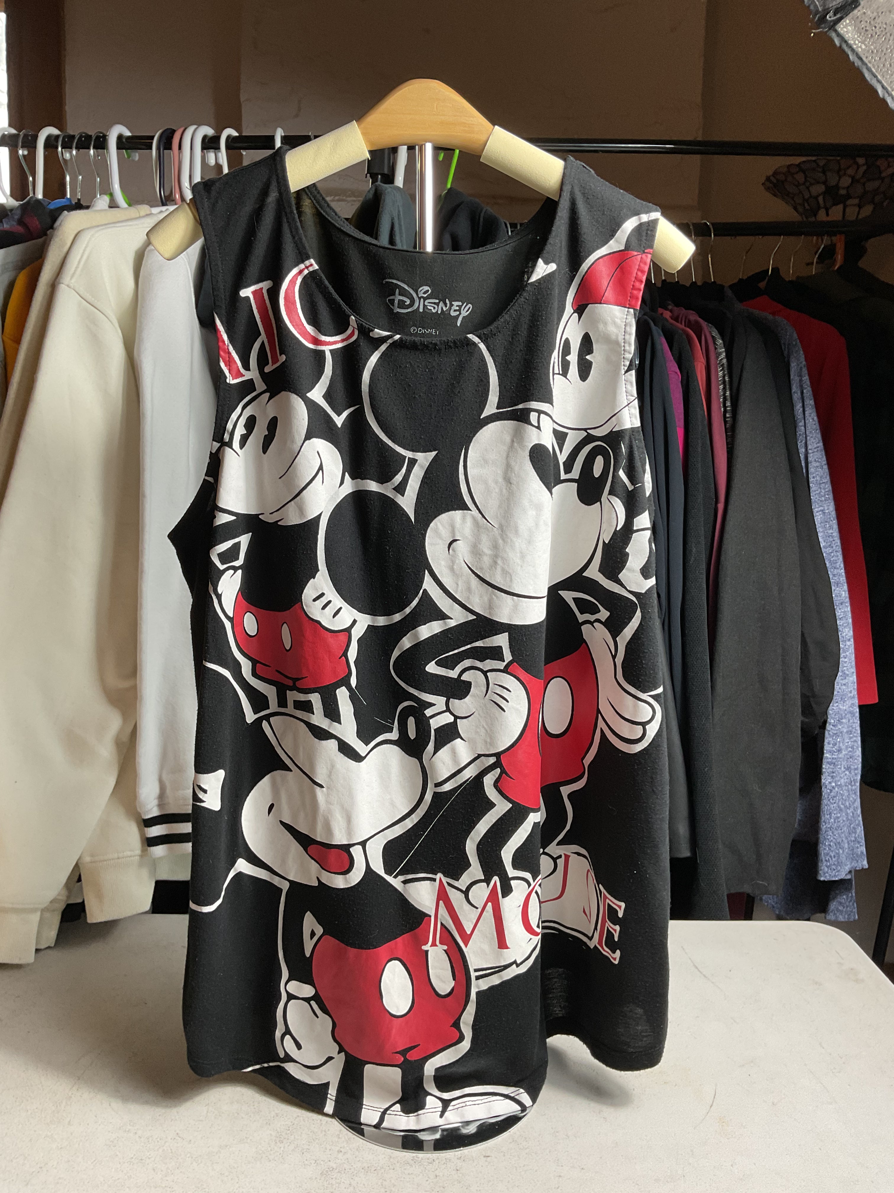 Disney Mickey Mouse Tank Top 3XL Plus Size Black All Over Print