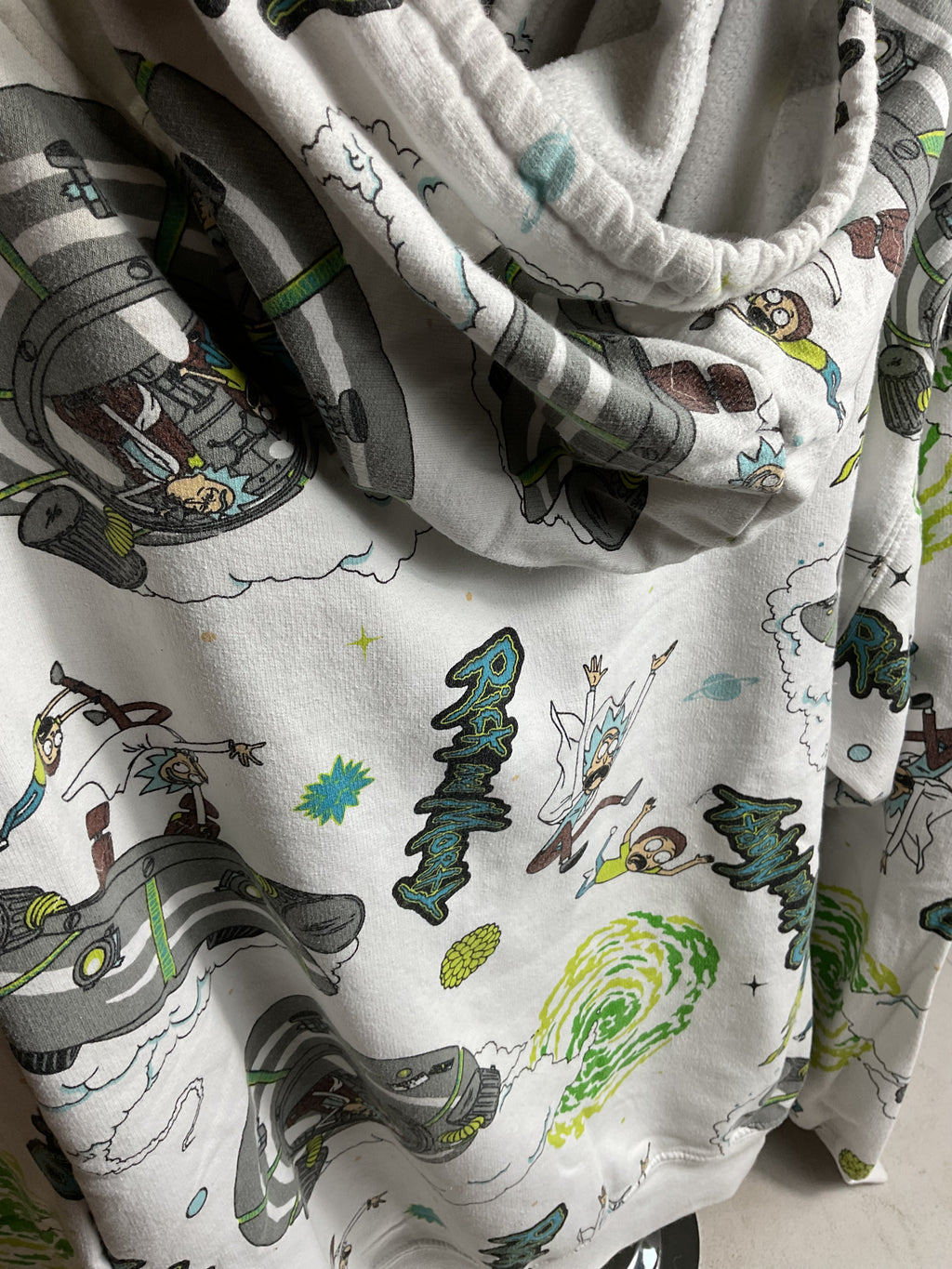 Rick and Morty All Over Print Hoodie White Adult Large AOP