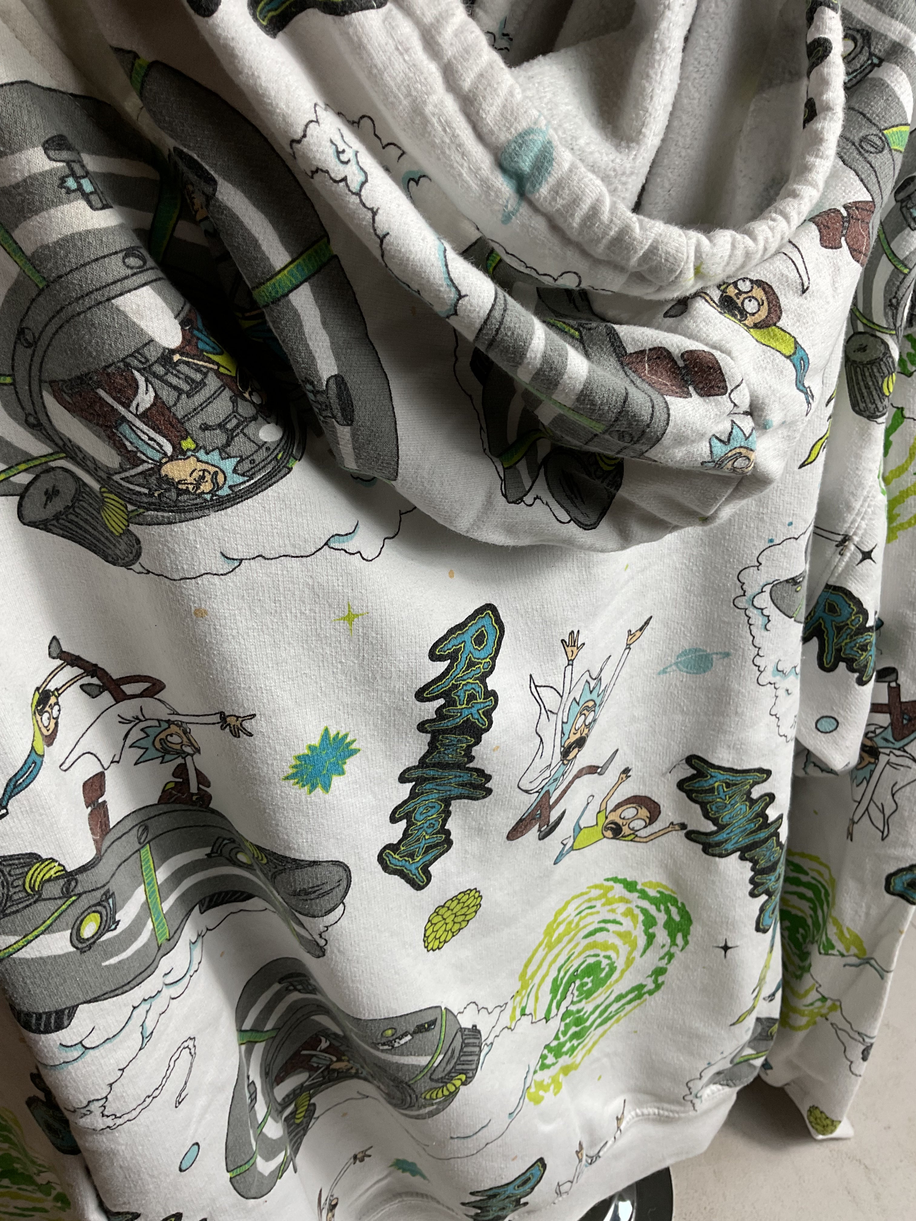 Rick and Morty All Over Print Hoodie White Adult Large AOP