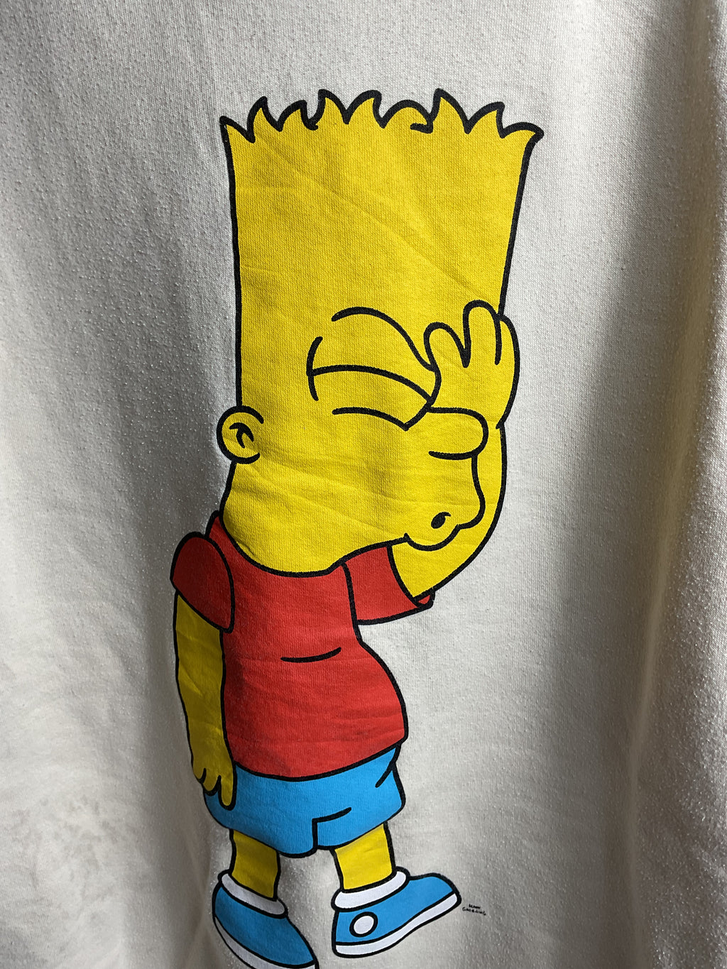 The Simpsons Bart Simpson Facepalm Hoodie Cream Medium