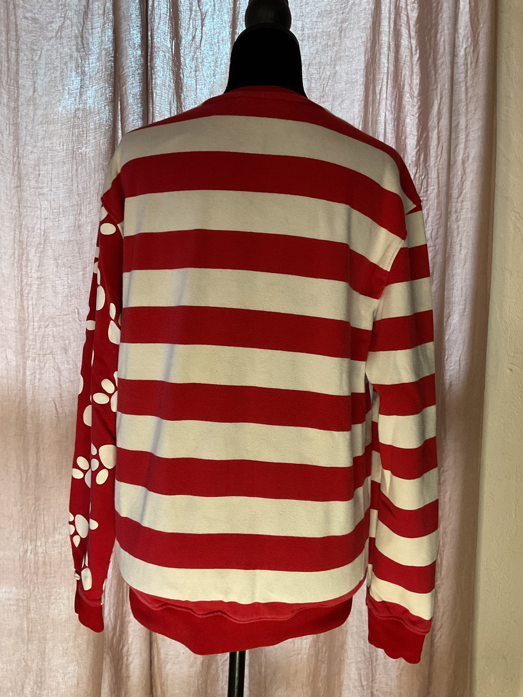 Pink Panther Striped Crewneck Sweatshirt Terry Applique Small