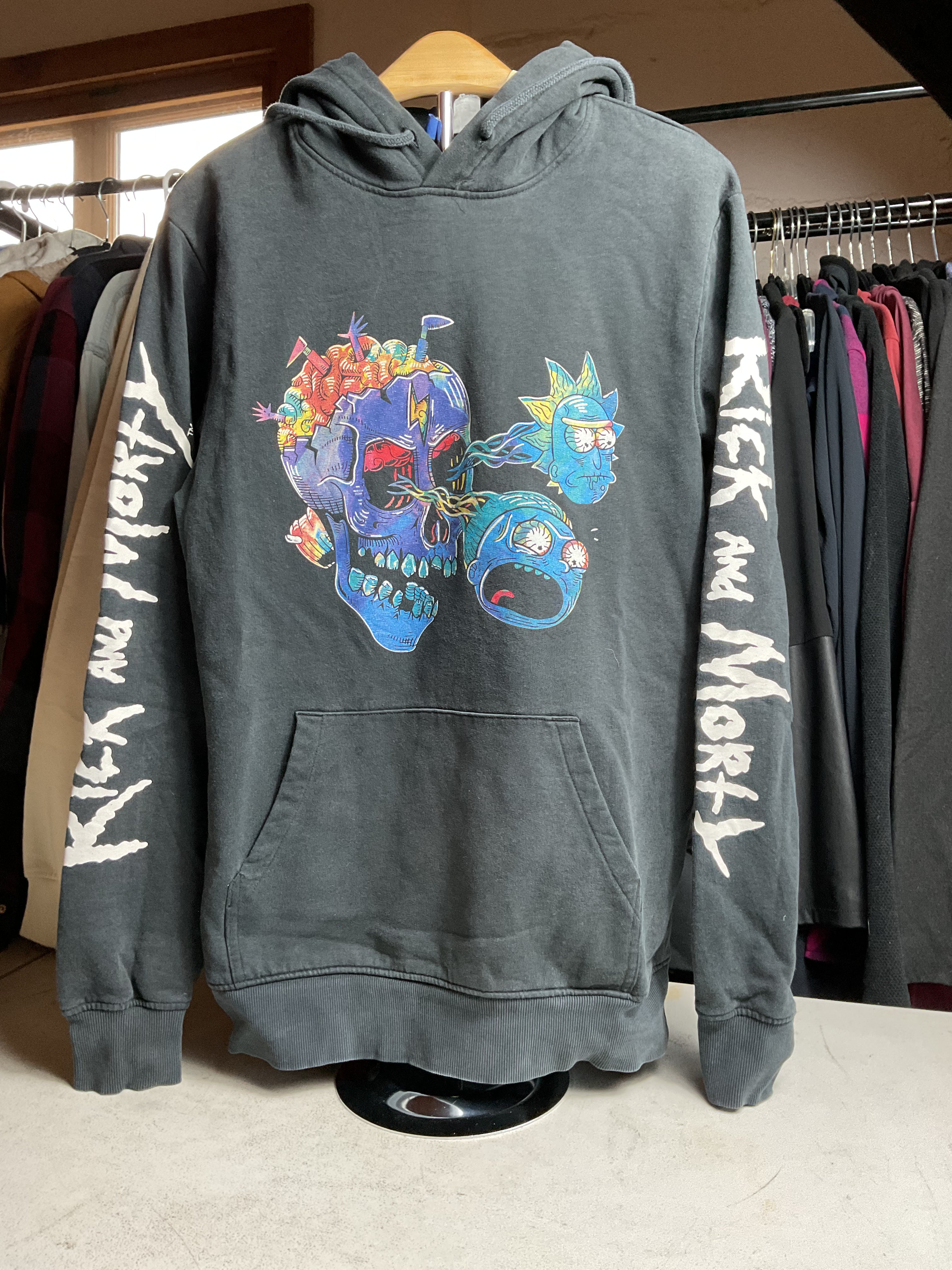 Rick and Morty Difuzed Licensed Skull Hoodie Black Size Small