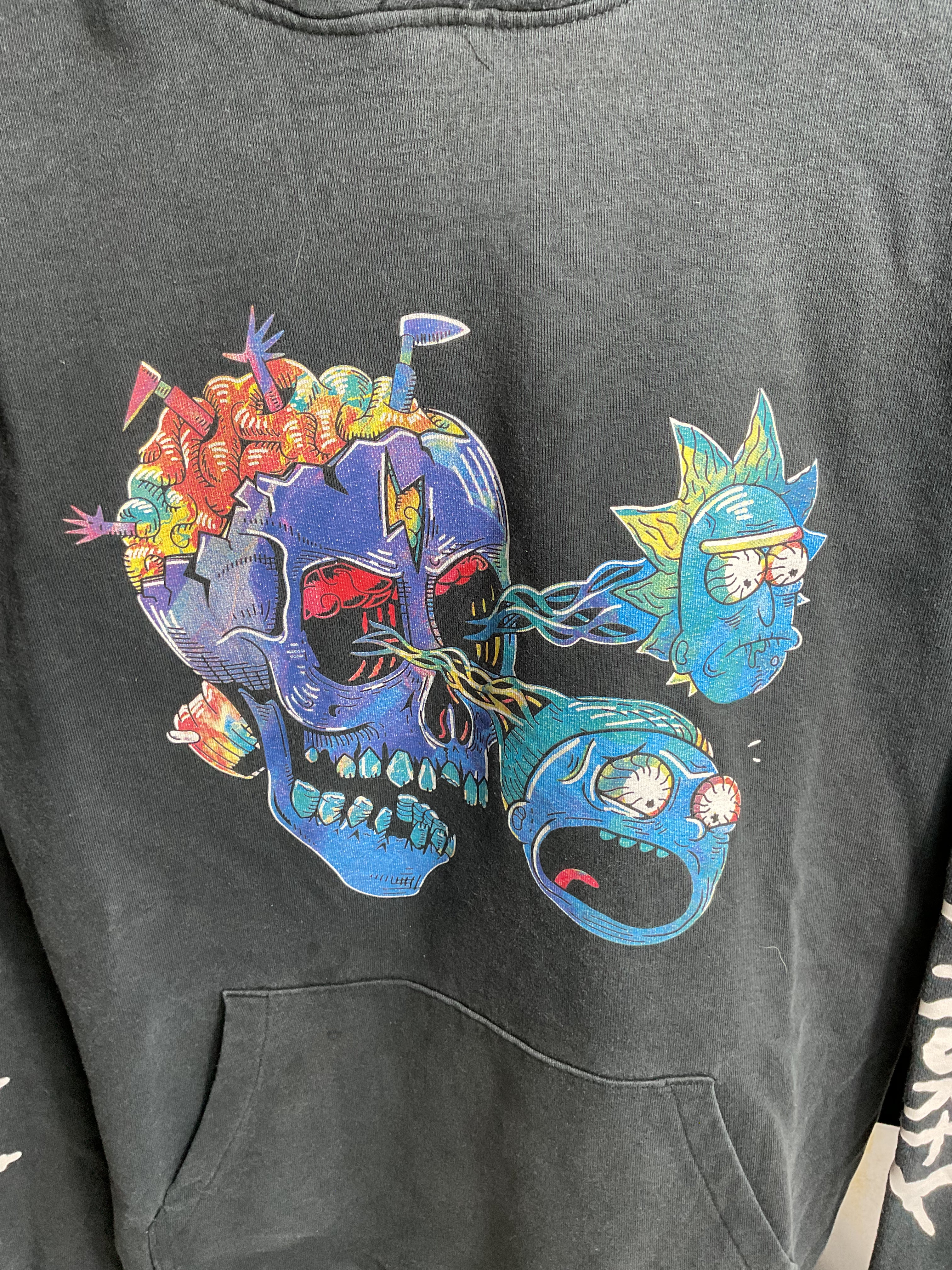 Rick and Morty Difuzed Licensed Skull Hoodie Black Size Small