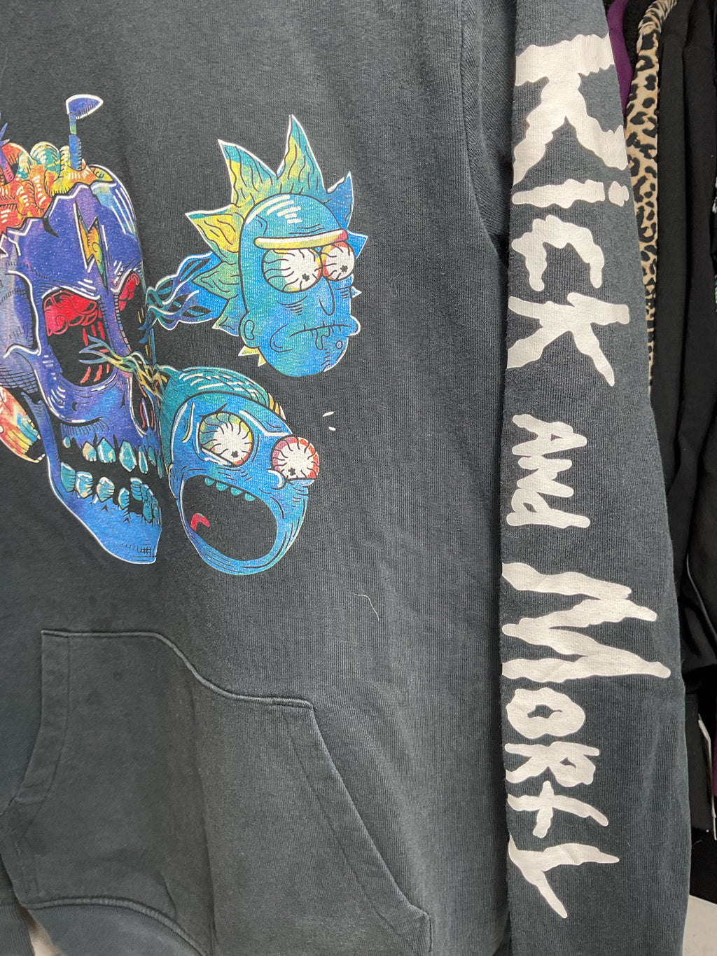Rick and Morty Difuzed Licensed Skull Hoodie Black Size Small