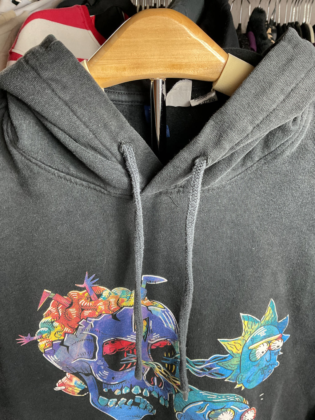 Rick and Morty Difuzed Licensed Skull Hoodie Black Size Small