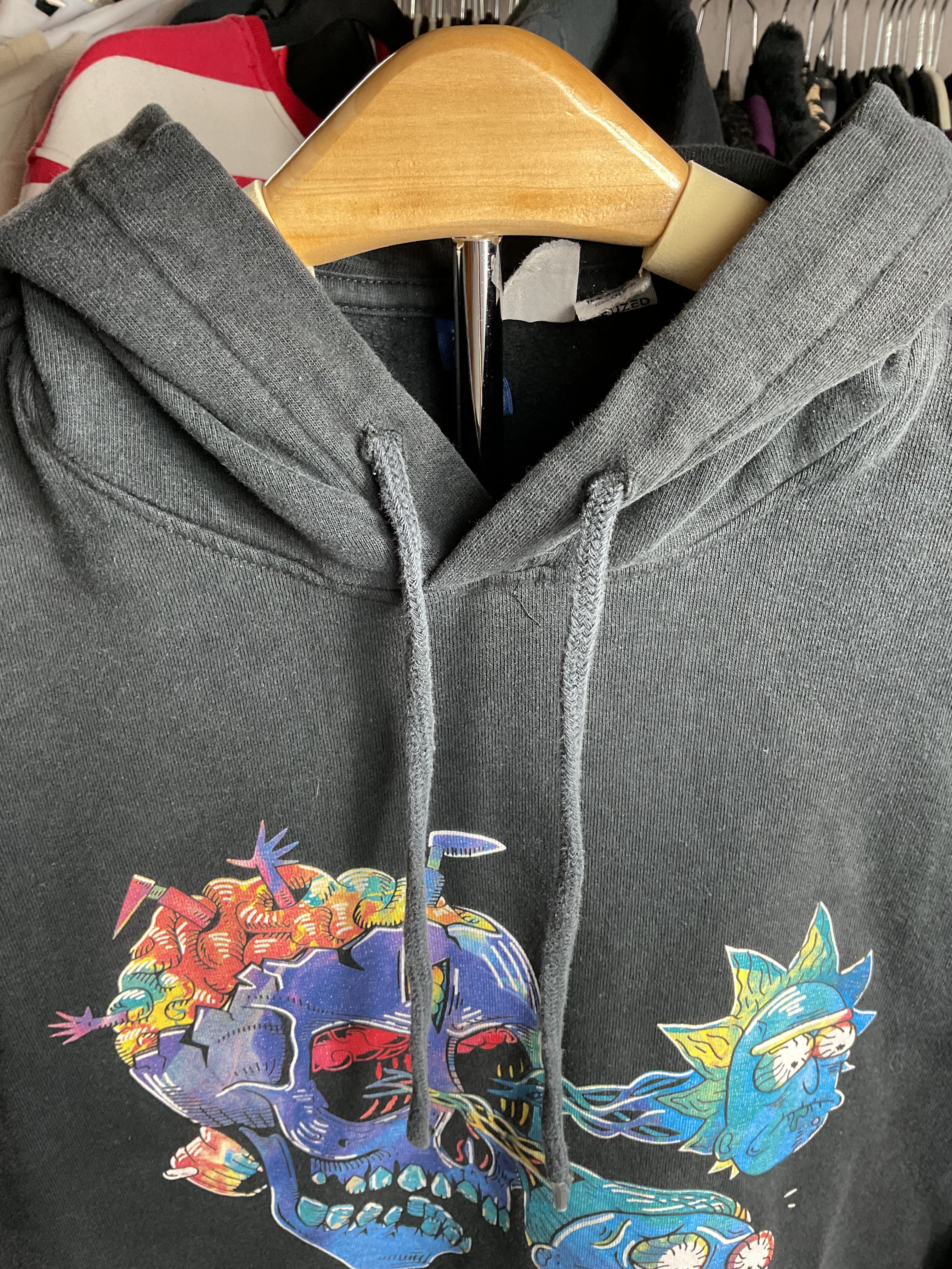 Rick and Morty Difuzed Licensed Skull Hoodie Black Size Small
