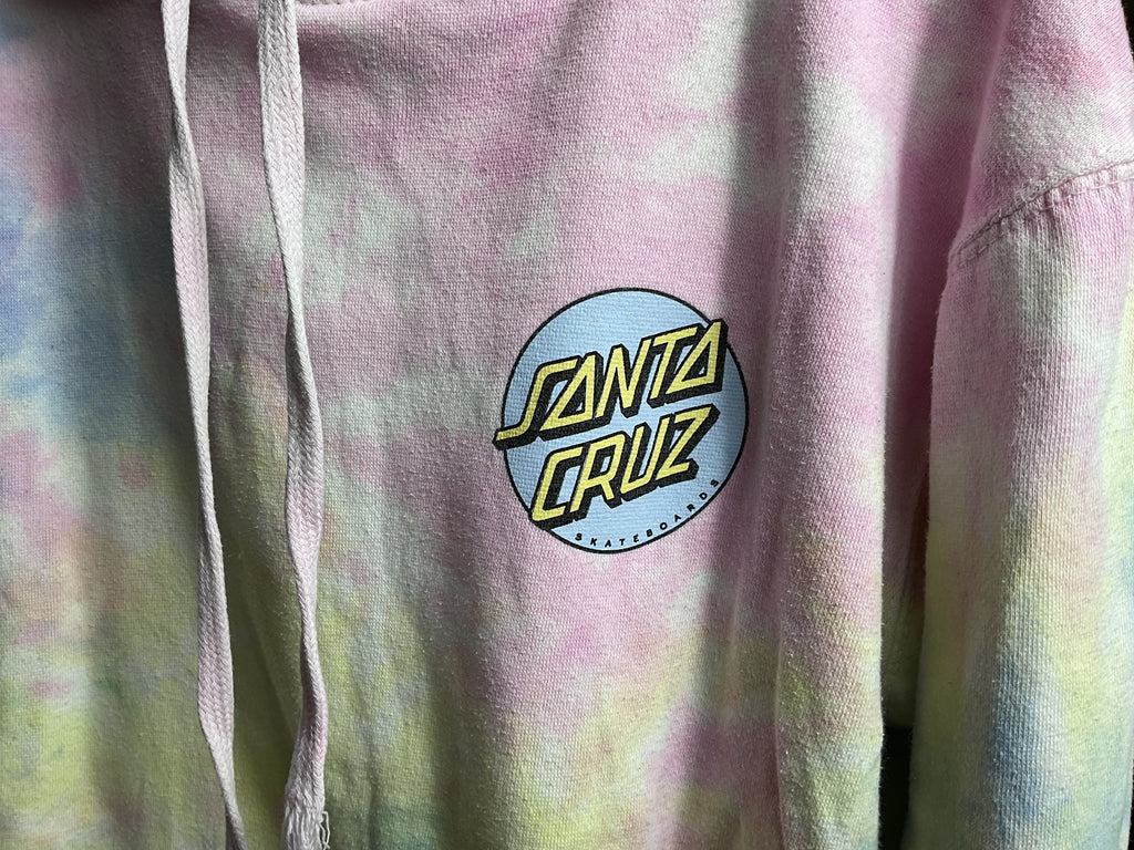 Santa Cruz Pastel Tie Dye Hoodie Dot Logo Pink Blue Yellow Small