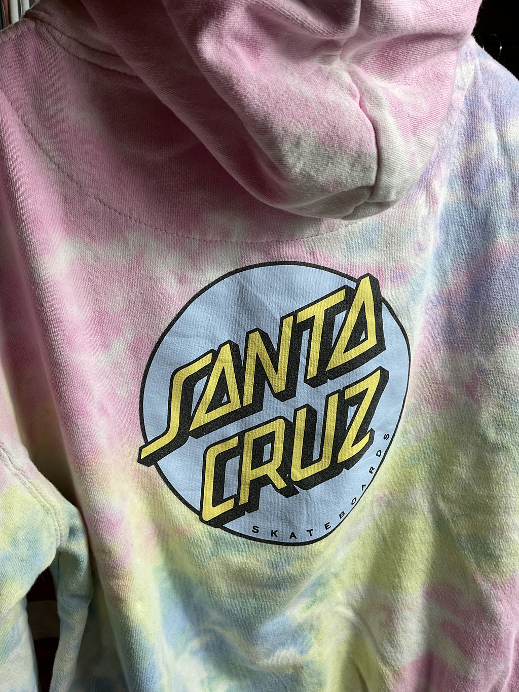 Santa Cruz Pastel Tie Dye Hoodie Dot Logo Pink Blue Yellow Small