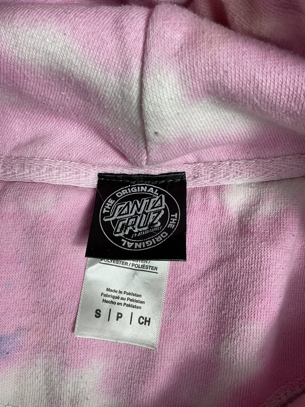 Santa Cruz Pastel Tie Dye Hoodie Dot Logo Pink Blue Yellow Small