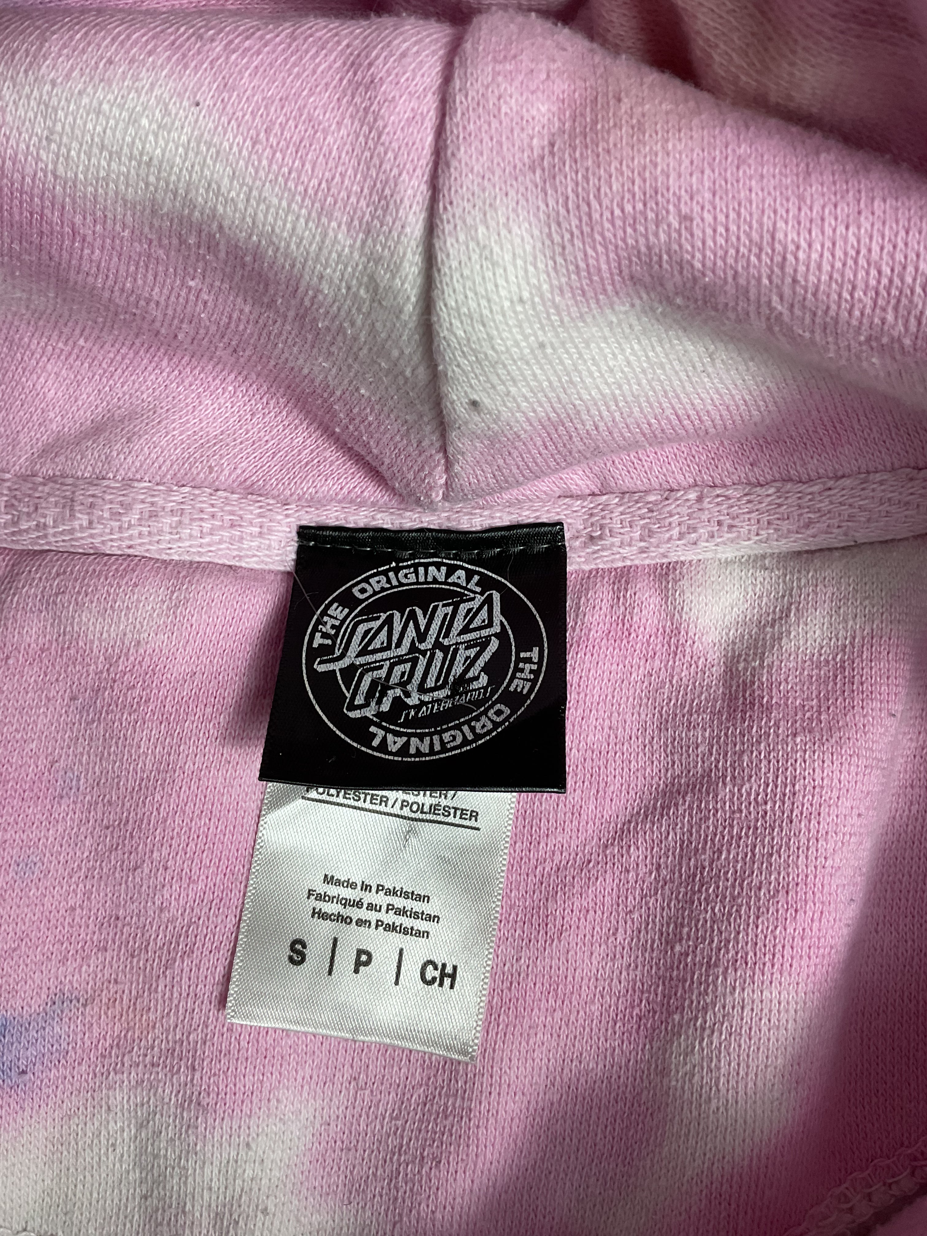 Santa Cruz Pastel Tie Dye Hoodie Dot Logo Pink Blue Yellow Small