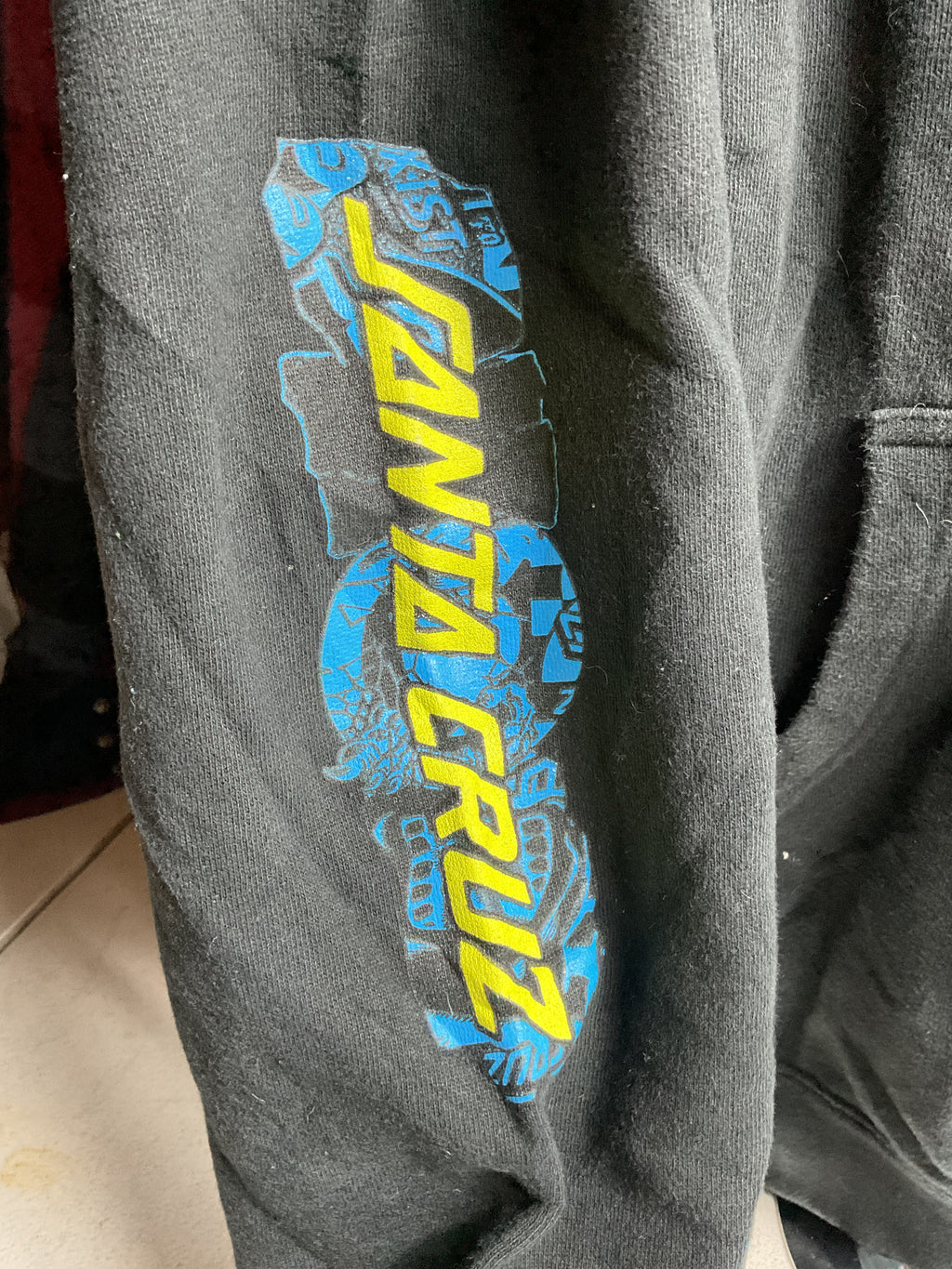 Santa Cruz Skateboards Hoodie Teal Yellow Dot Graphic Black Large