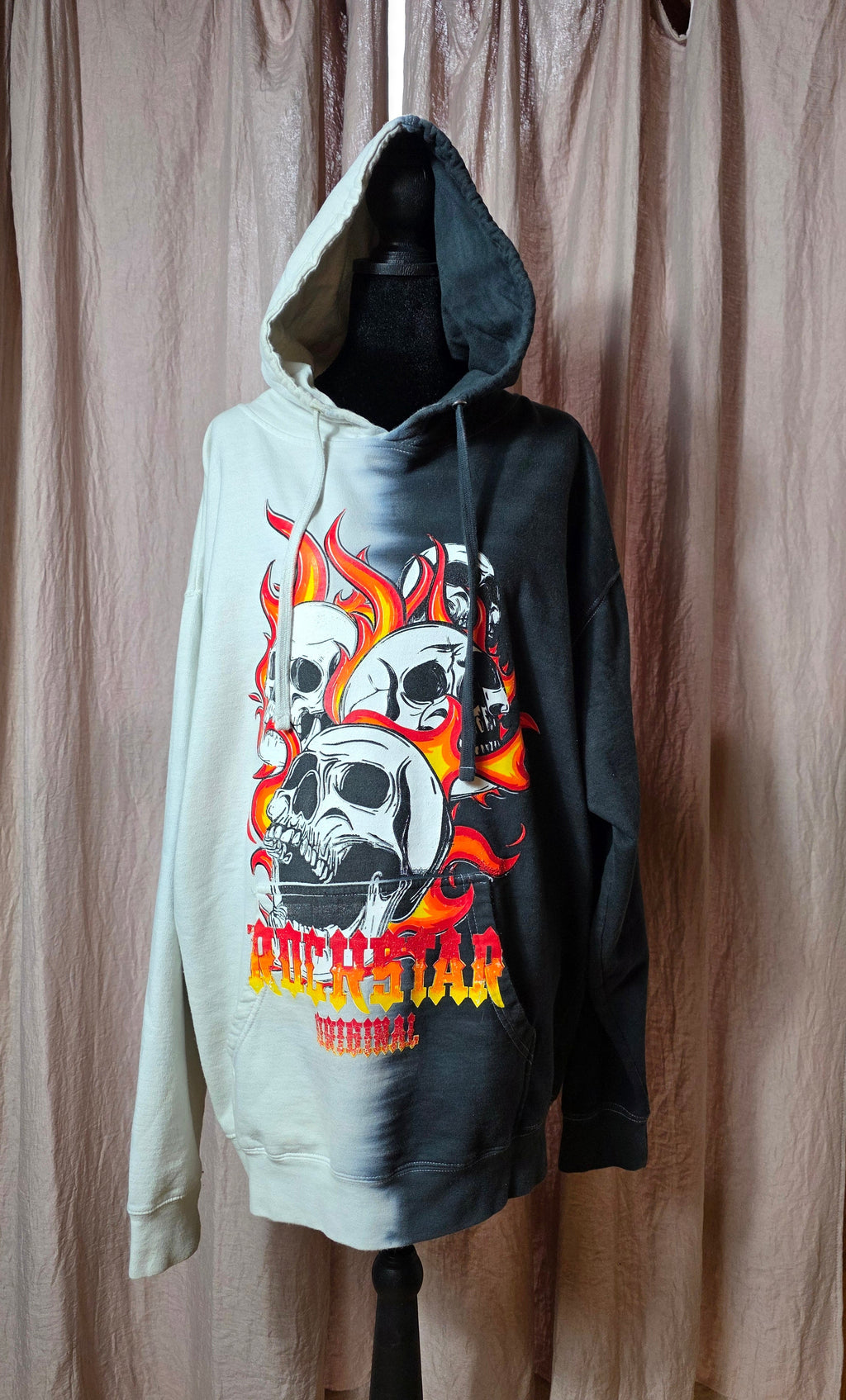 Rockstar Original Men’s 2XL Split Black White Skull Tour Hoodie