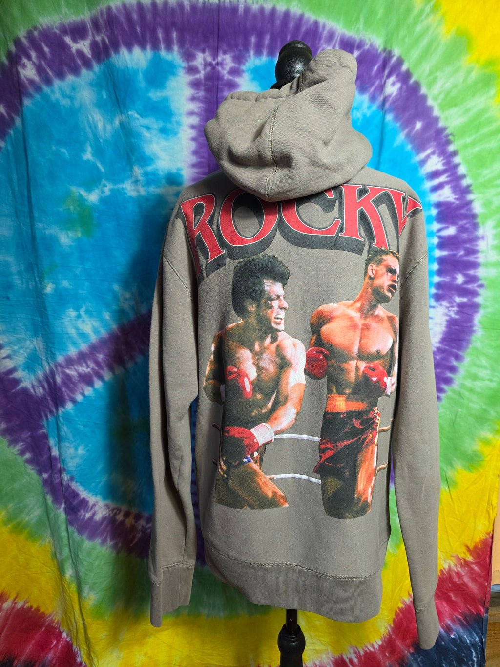 Rocky Balboa Ivan Drago Graphic Hoodie Tan 21x24 Fits M/L