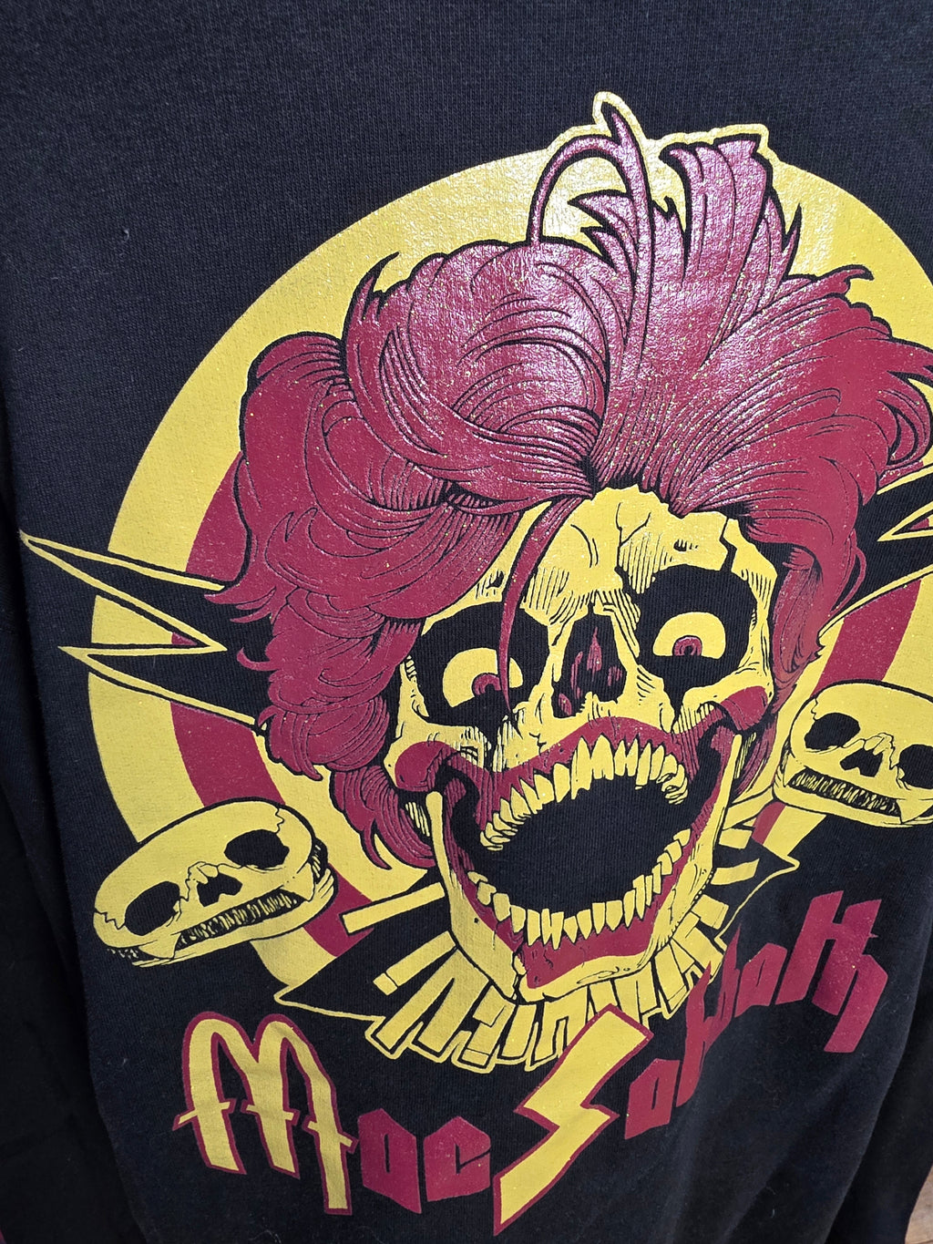 Mac Sabbath Glitter Graphic Black Zip Up Hoodie Size L NWOT