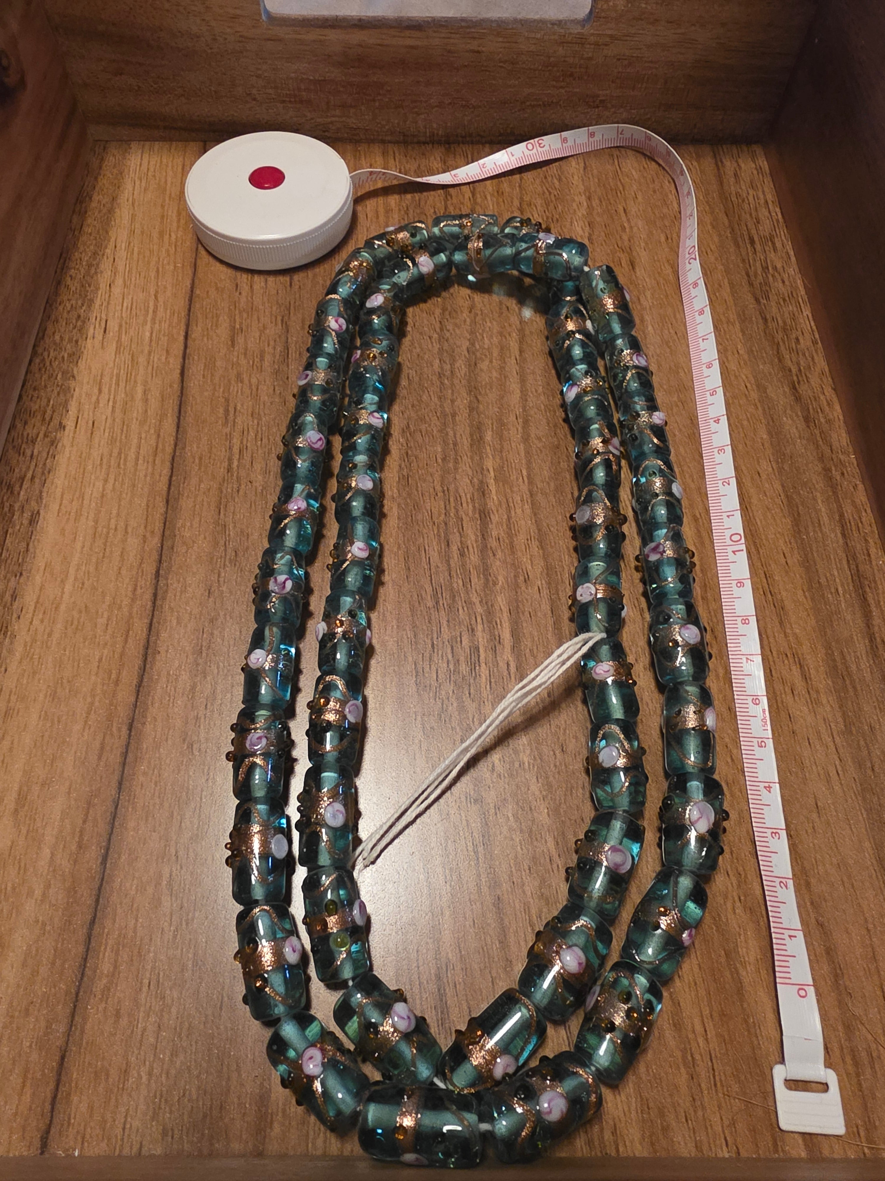 Vintage Venetian Murano Glass Fiorato Wedding Cake Bead Strand