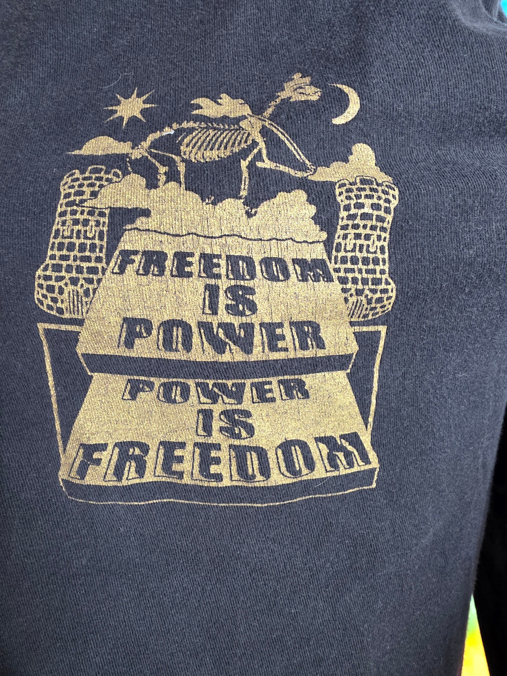 Stussy Long Sleeve Shirt Mens Small Black Graphic Freedom Is Power
