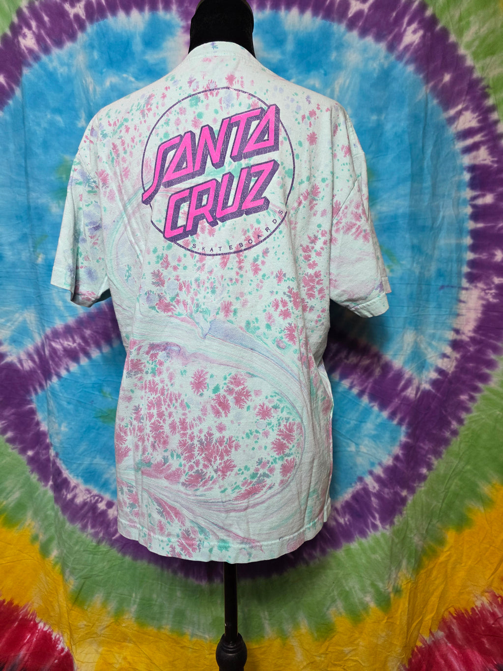 Vintage Santa Cruz Skateboards Ice Dye Dot T-Shirt M