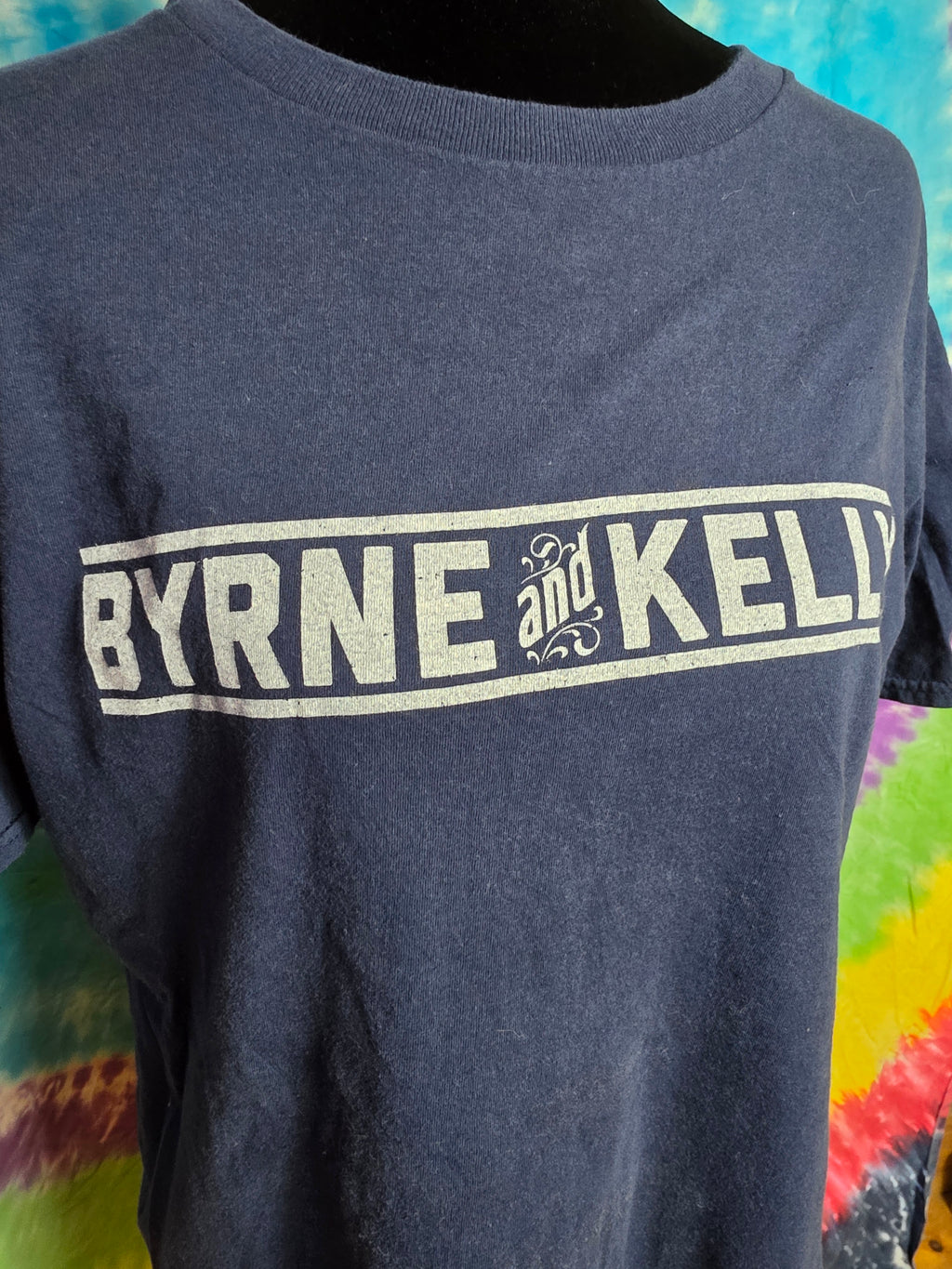 Byrne and Kelly Irish Folk Music Duo Tour T-Shirt Navy Blue Size L