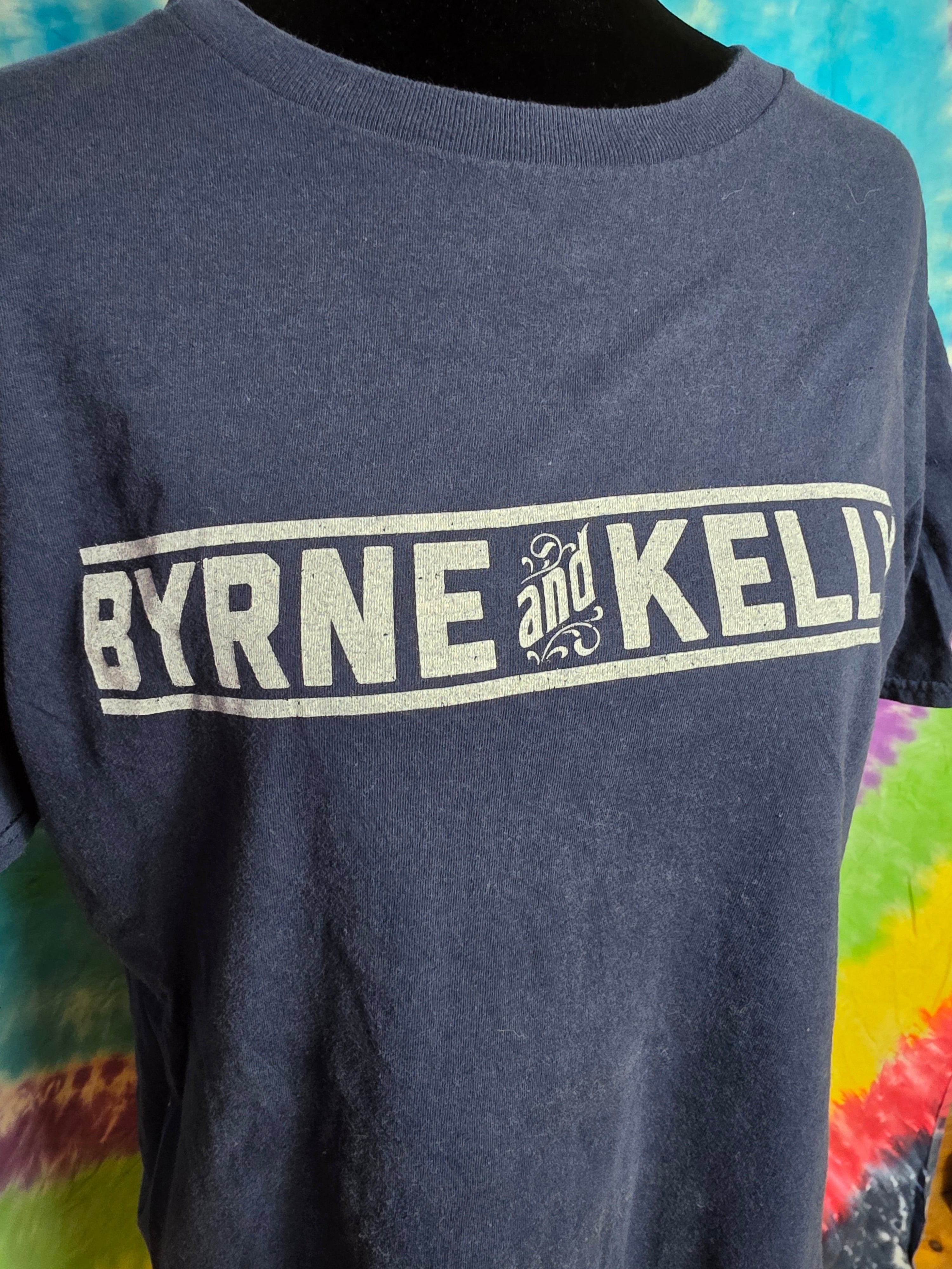 Byrne and Kelly Irish Folk Music Duo Tour T-Shirt Navy Blue Size L