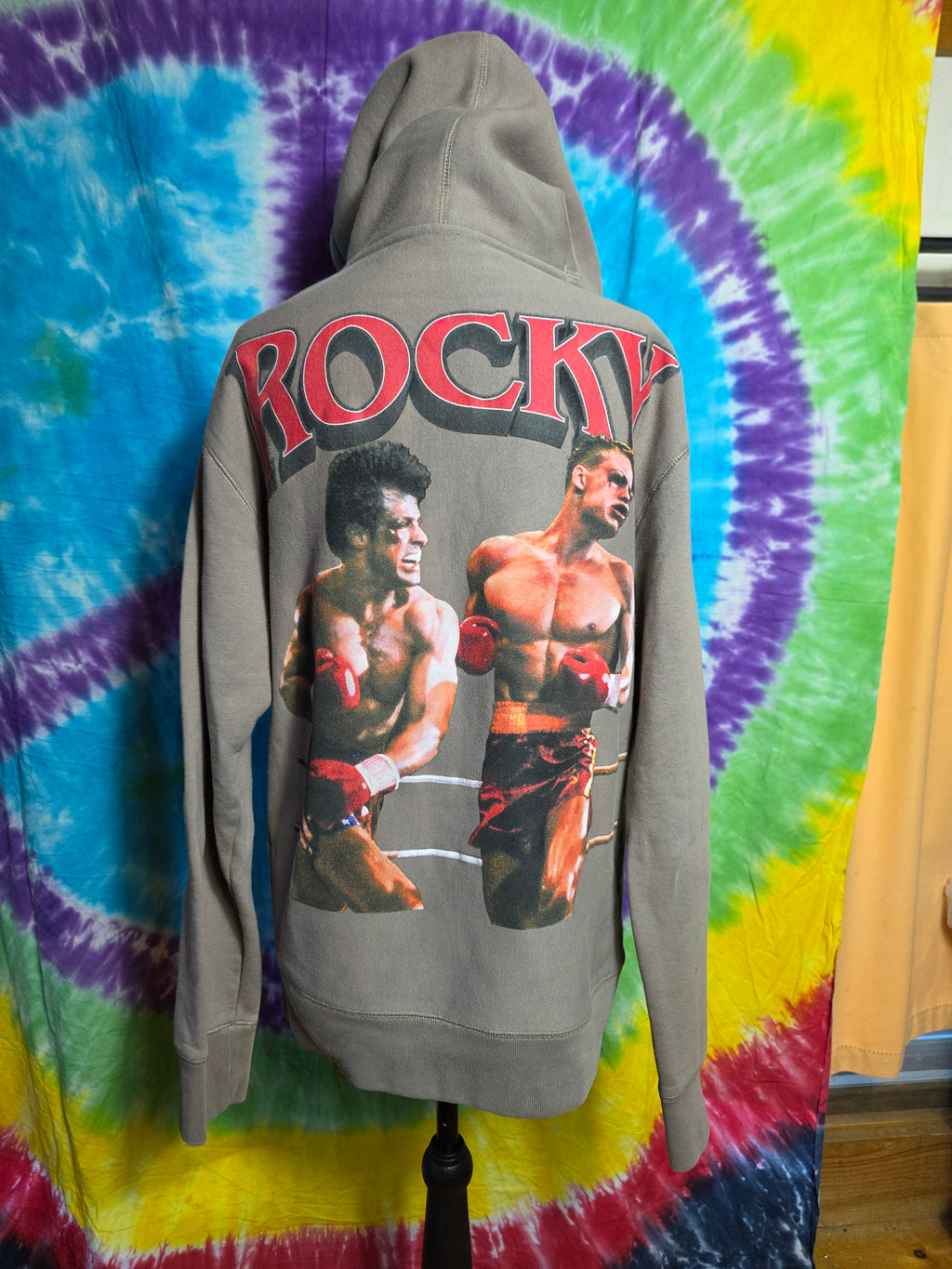 Rocky Balboa Ivan Drago Graphic Hoodie Tan 21x24 Fits M/L