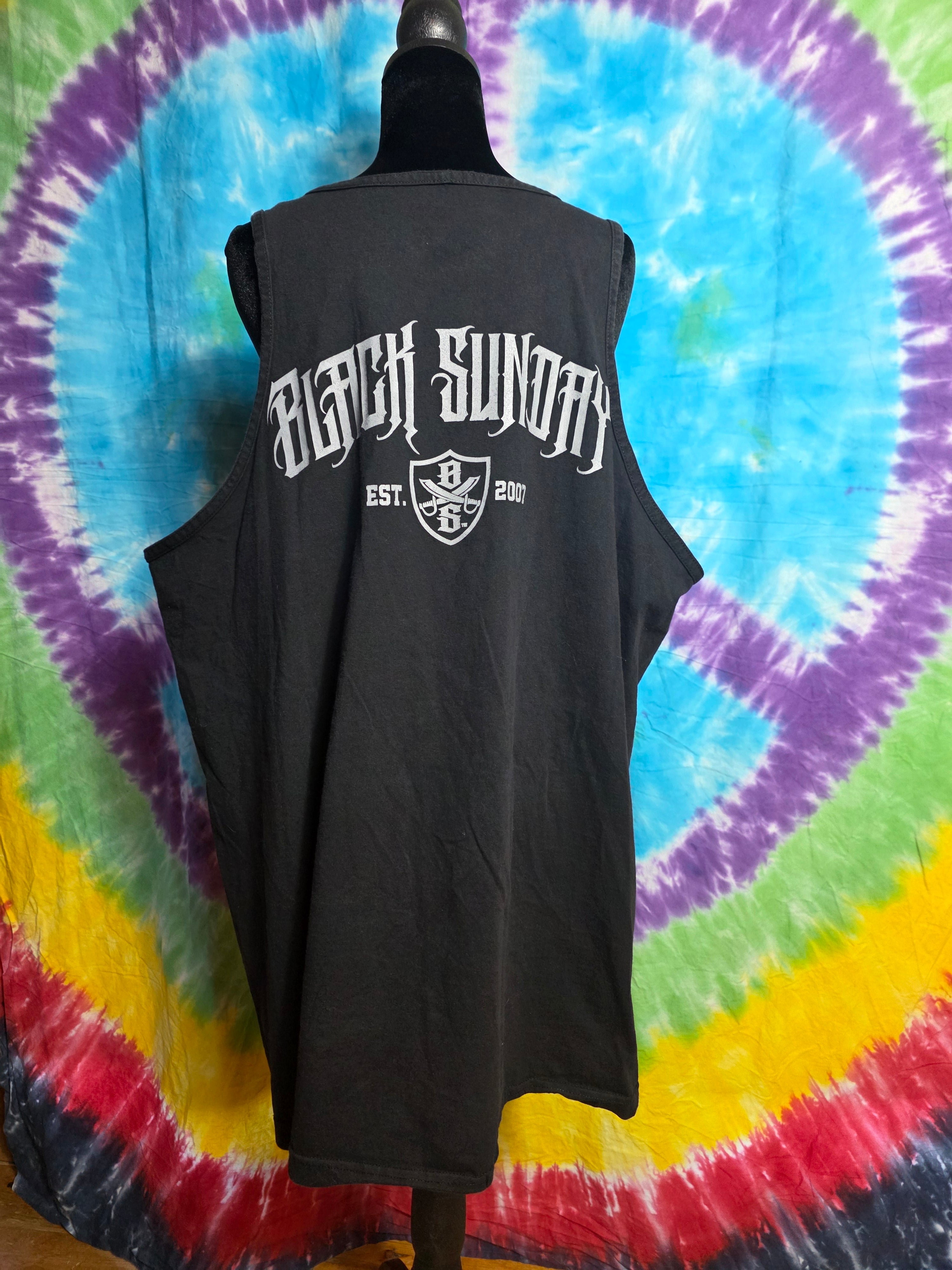 Black Sunday Raider Nation Skull Helmet Tank Top Mens 2XL Black