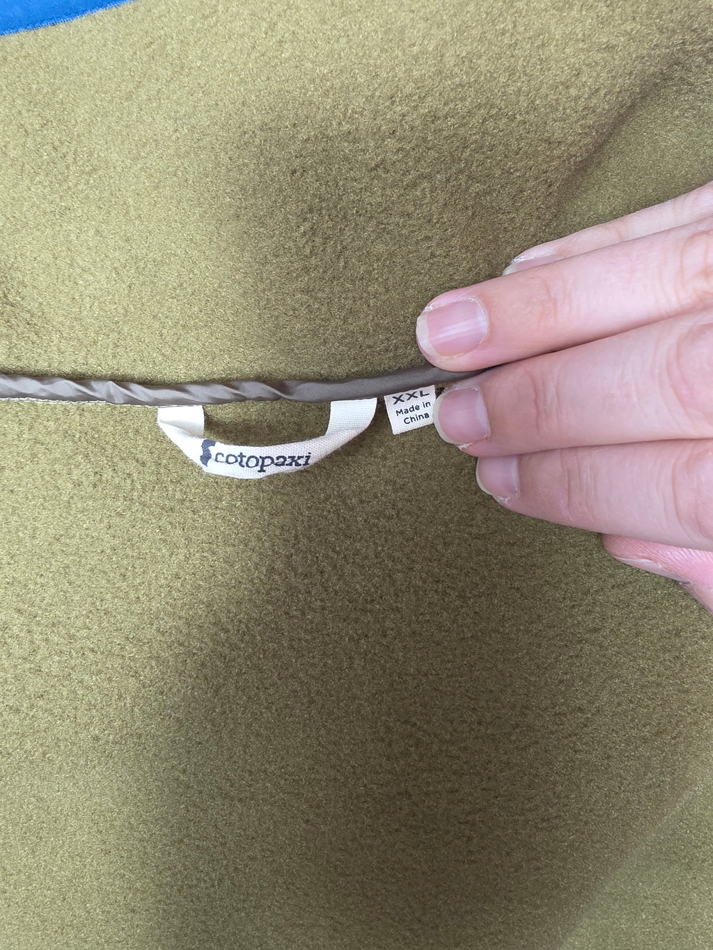 Cotopaxi Teca Fleece Pullover Men’s XXL Olive Green Blue Snap Up