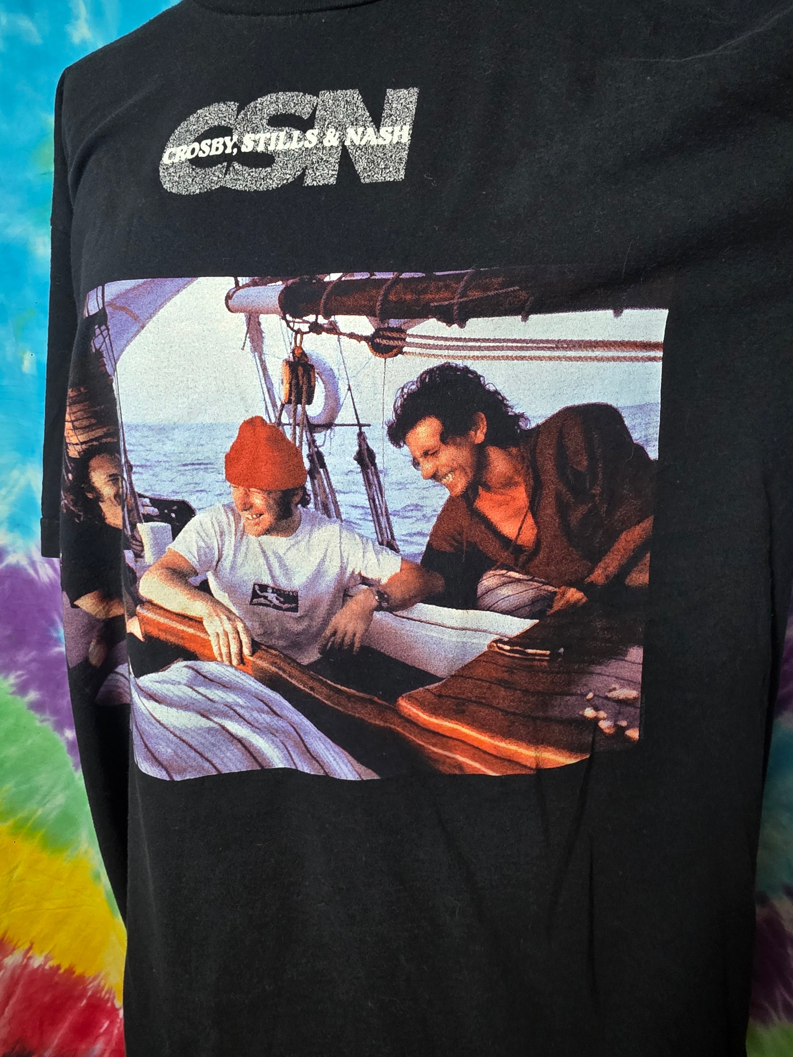 VTG Crosby Stills & Nash CSN Boat Band T-Shirt XL