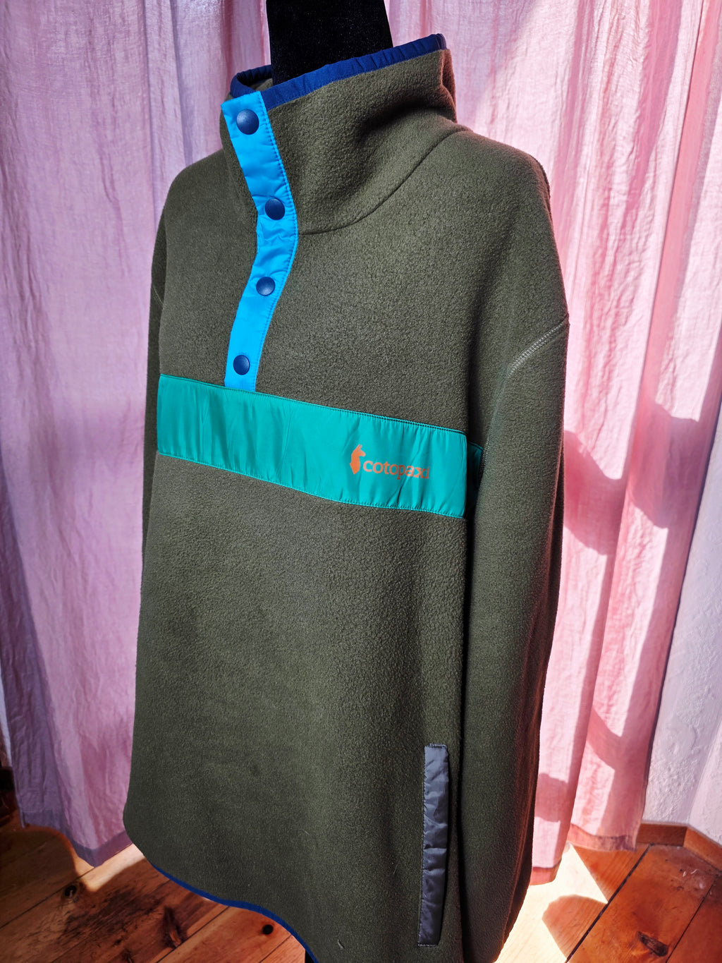 Cotopaxi Teca Fleece Pullover Men’s XXL Olive Green Blue Snap Up