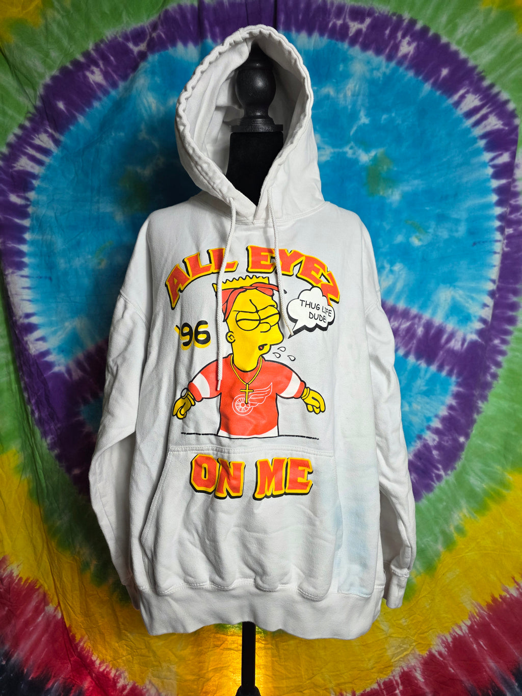 Bart Simpson All Eyes On Me Hoodie Large Tupac Detroit Red Wings