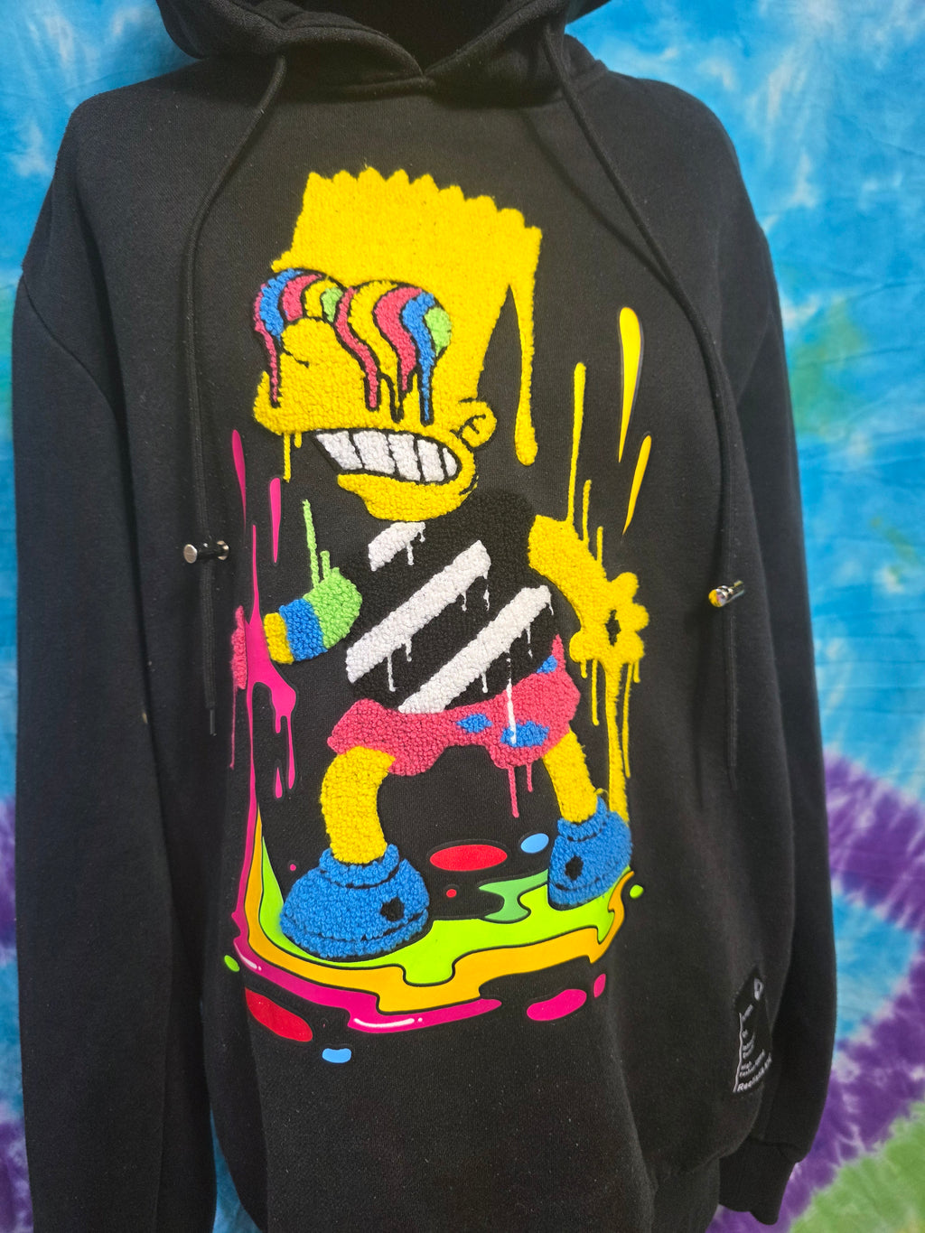 Reelistik NYC Bart Simpson Drip Hoodie Mens Medium Trippy Streetwear