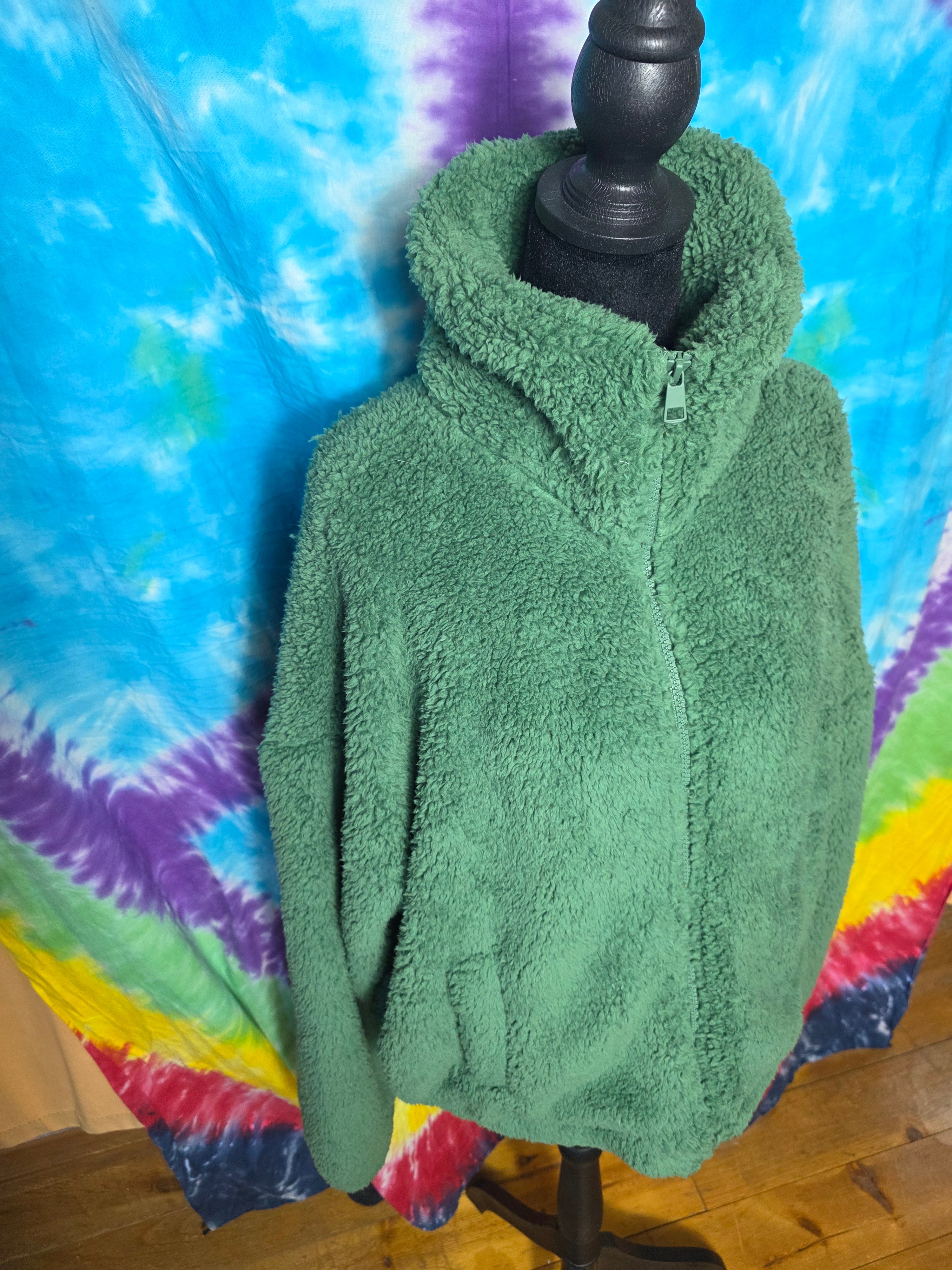 American Eagle Fleece Jacket Green Teddy Sherpa XS/S NWT