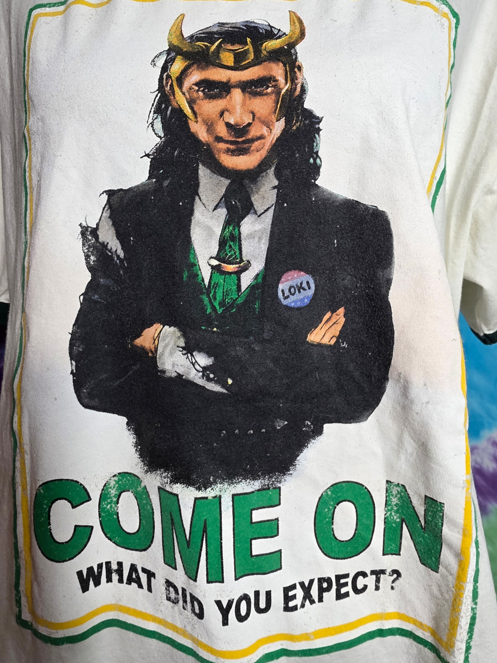 Marvel Studios President Loki Ringer T-Shirt Large Green White