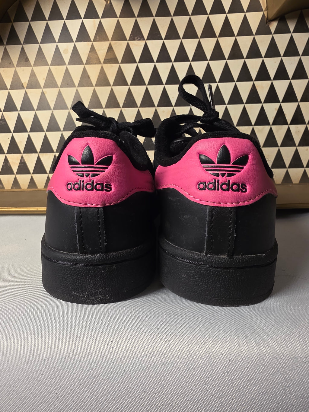 adidas Superstar II C Kids Sneakers Black Hot Pink Size 13K