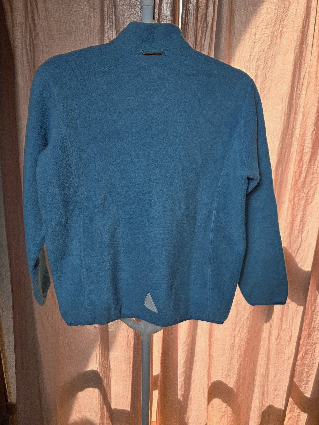 LL Bean Kids Fleece Full Zip Jacket Blue Floral Pocket Kids L