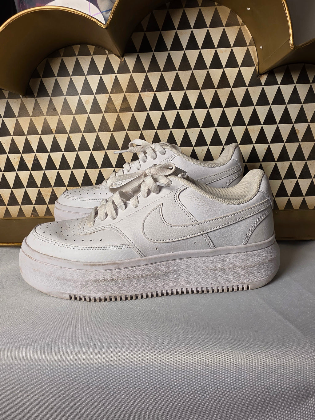 Nike Court Vision Alta Low White Platform DM0113-100 Sz 10