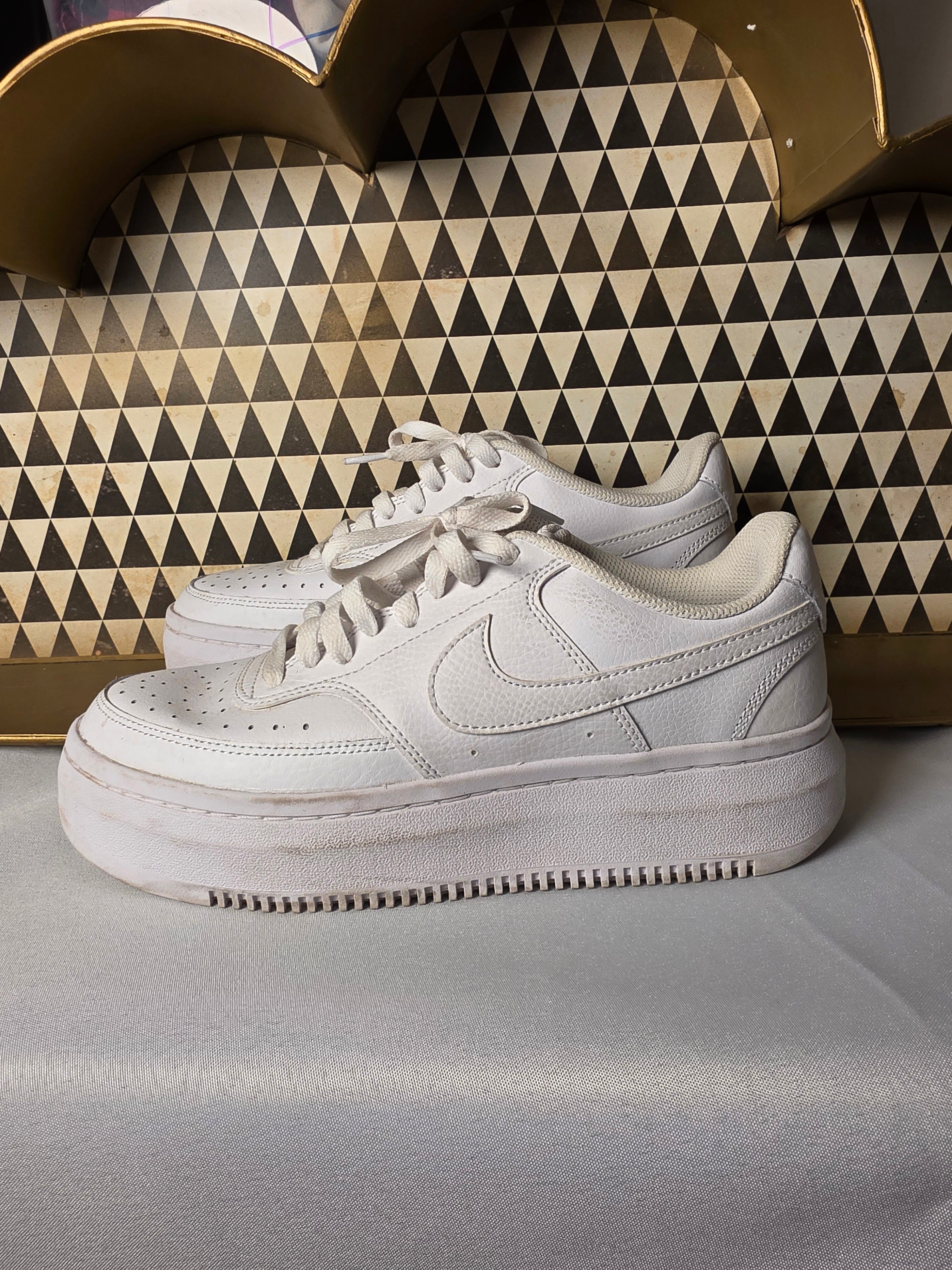 Nike Court Vision Alta Low White Platform DM0113-100 Sz 10