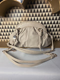 B. Makowsky Off White Leather Shoulder Bag Fringe Leopard
