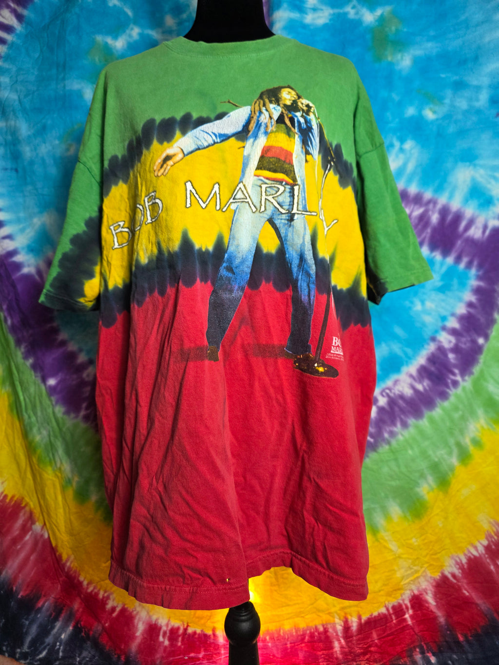 Vintage 2000 Bob Marley Zion Rootswear Rasta Tie Dye XL