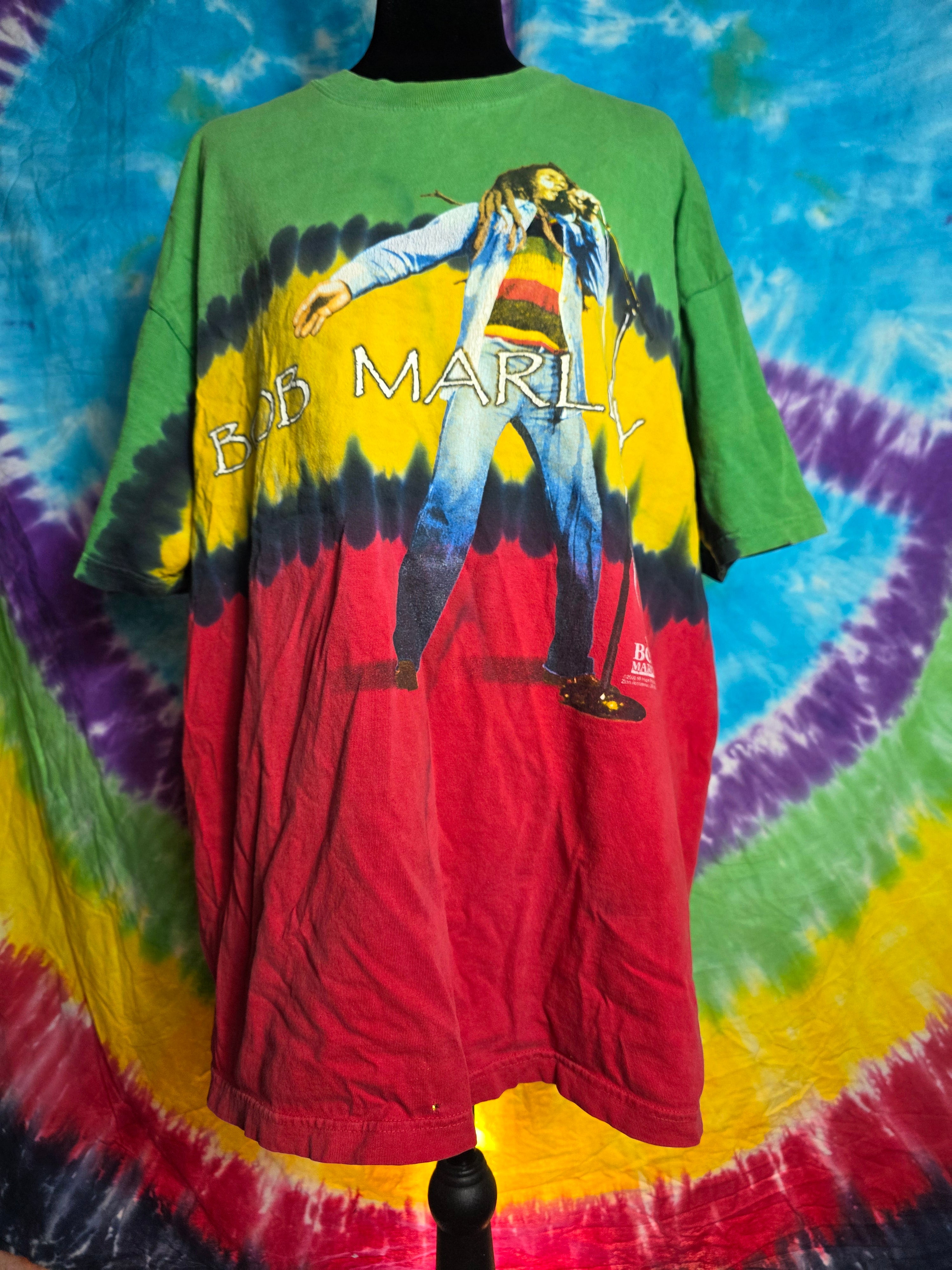 Vintage 2000 Bob Marley Zion Rootswear Rasta Tie Dye XL