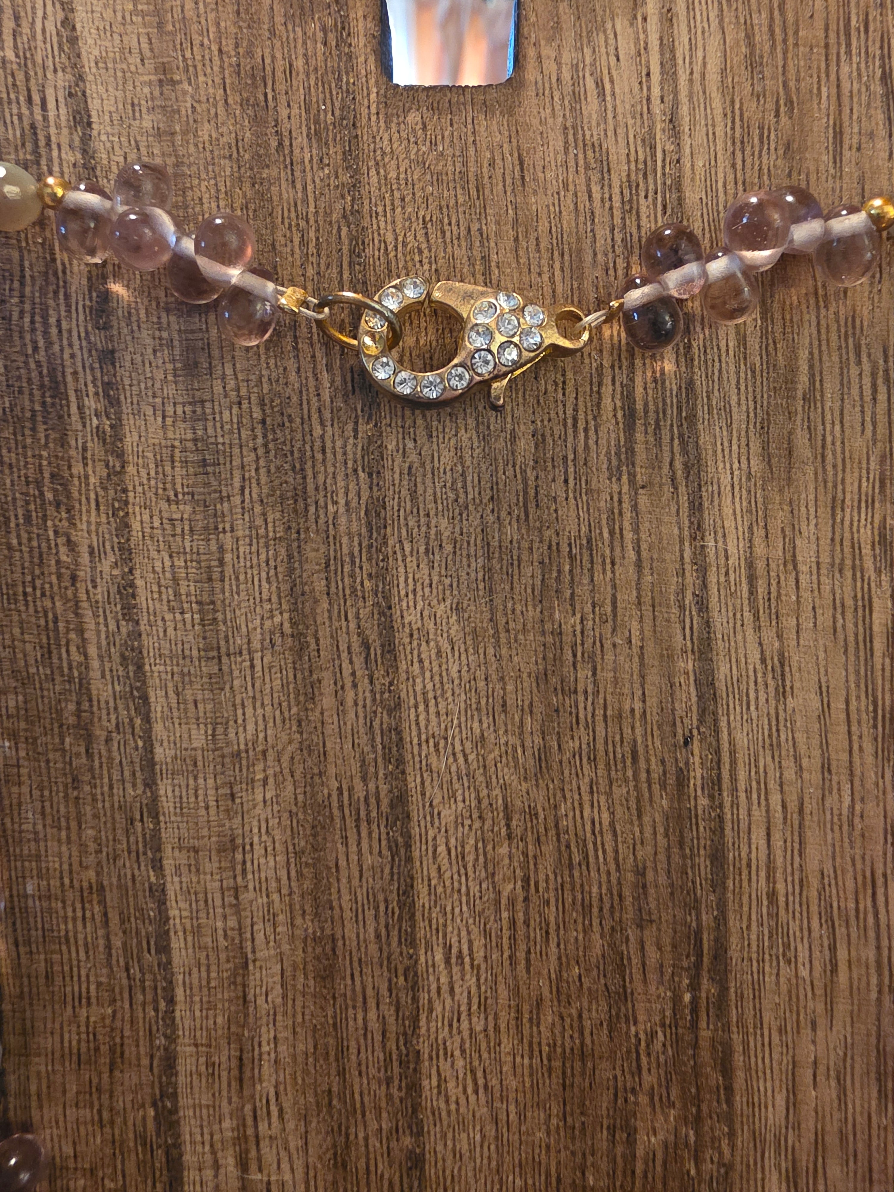 Vintage Botswana Agate & India Glass 21" Necklace - Boho Chic